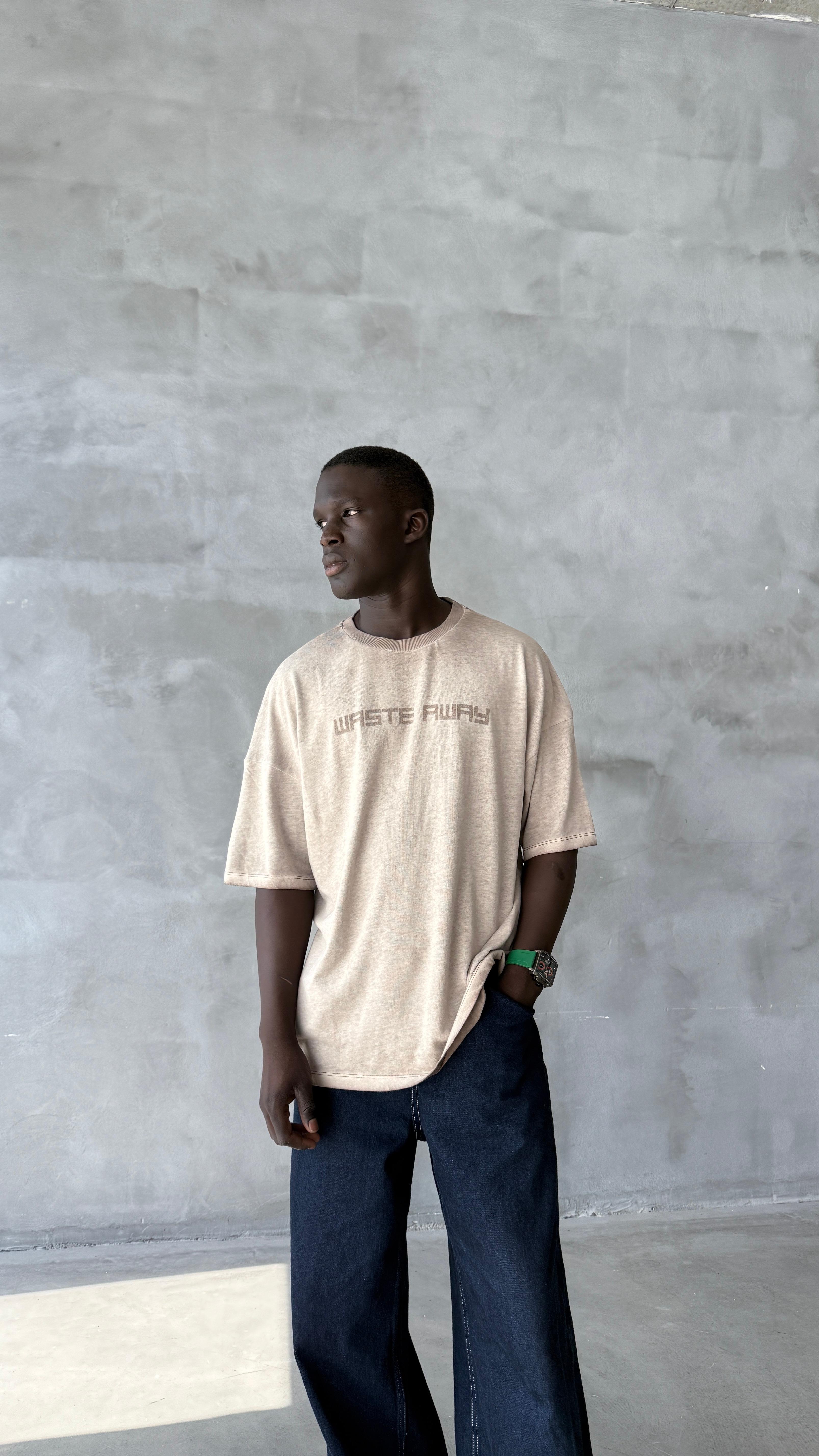 Waste Away Yıkamalı Kumaş Oversize Tişört 