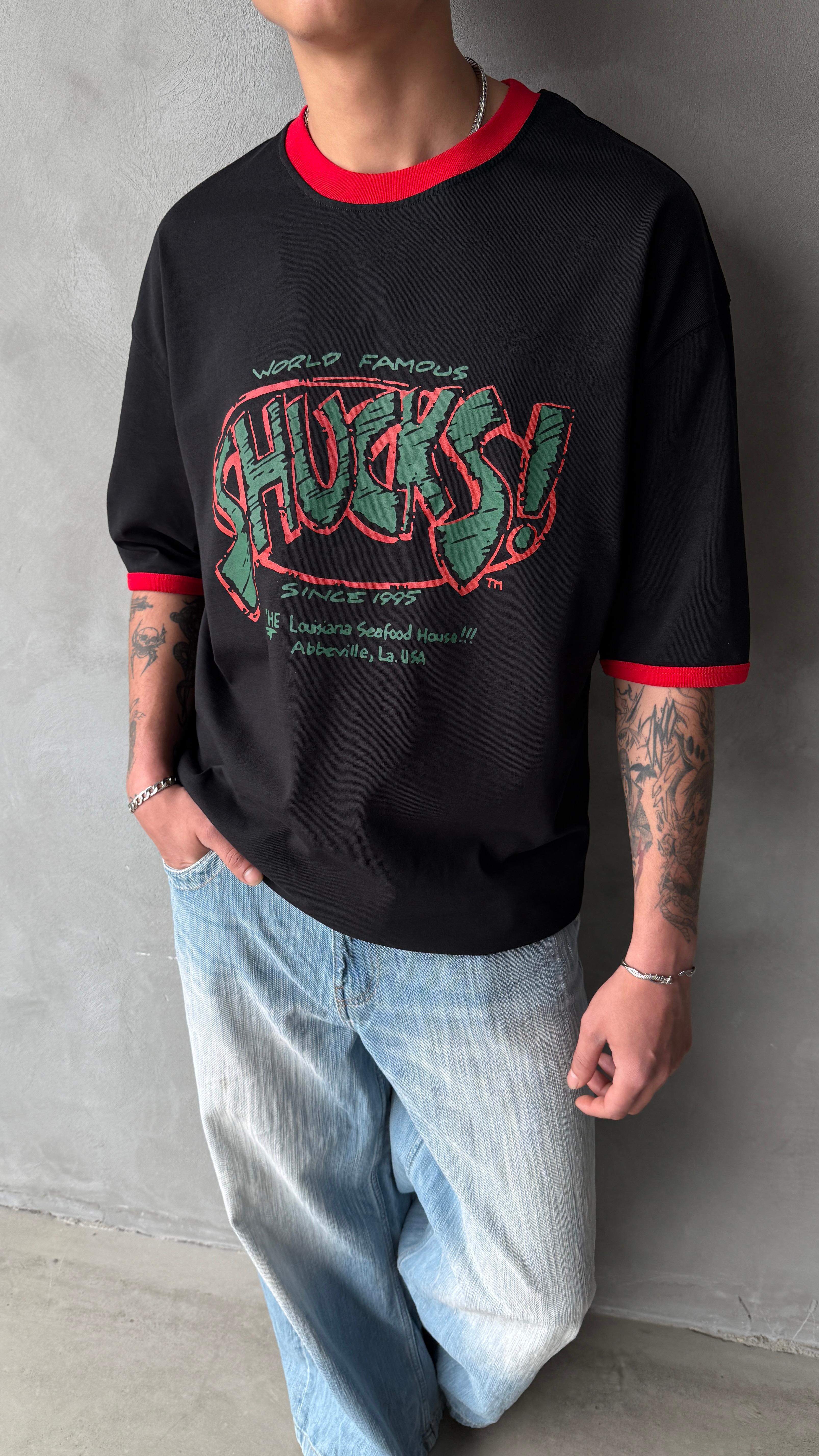 Shucks Siyah Oversize Tişört 