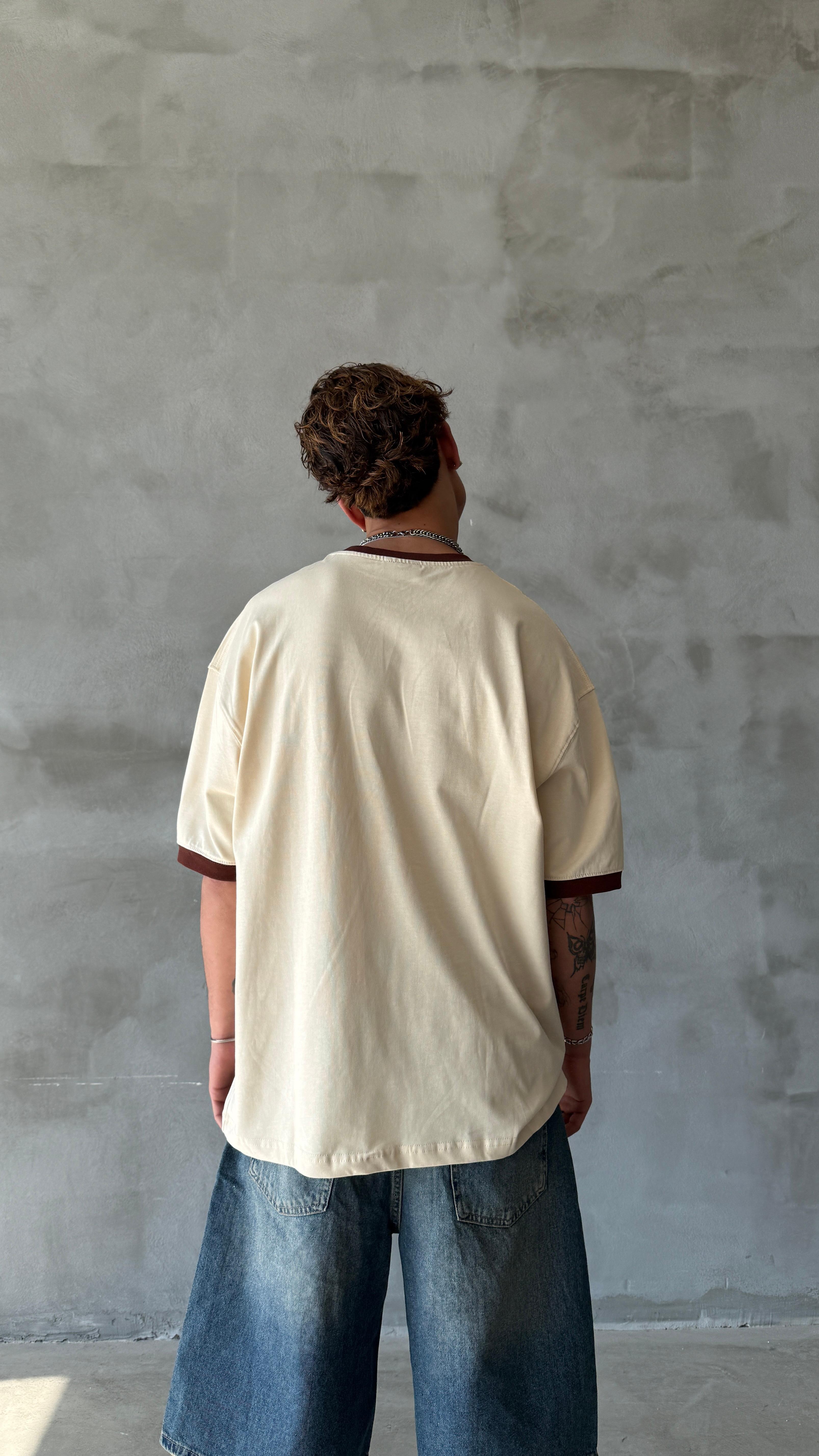Krem Chio Oversize Tişört 