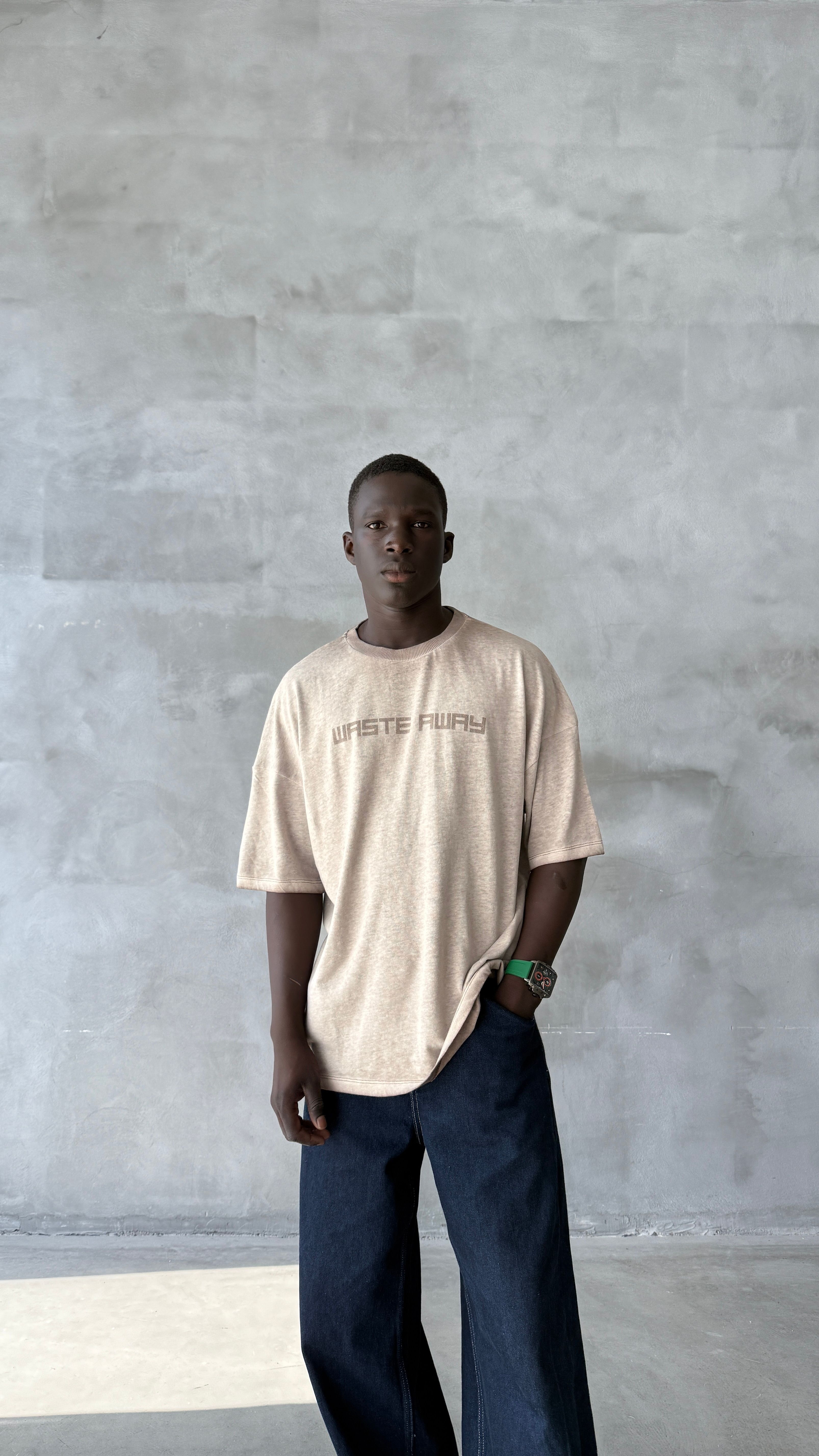 Waste Away Yıkamalı Kumaş Oversize Tişört 