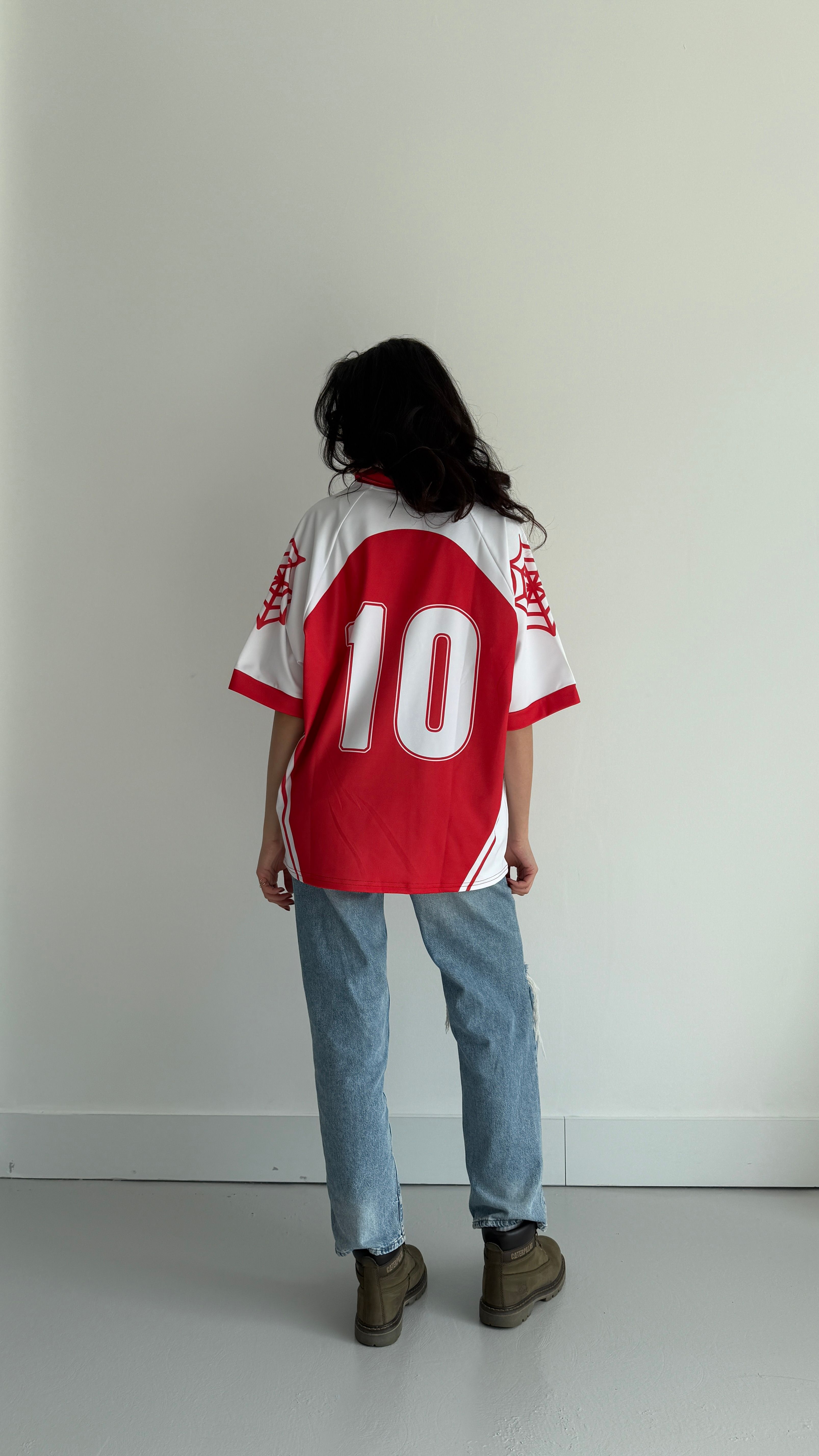 Pm Studio Red Oversize Polo Yaka Forma 