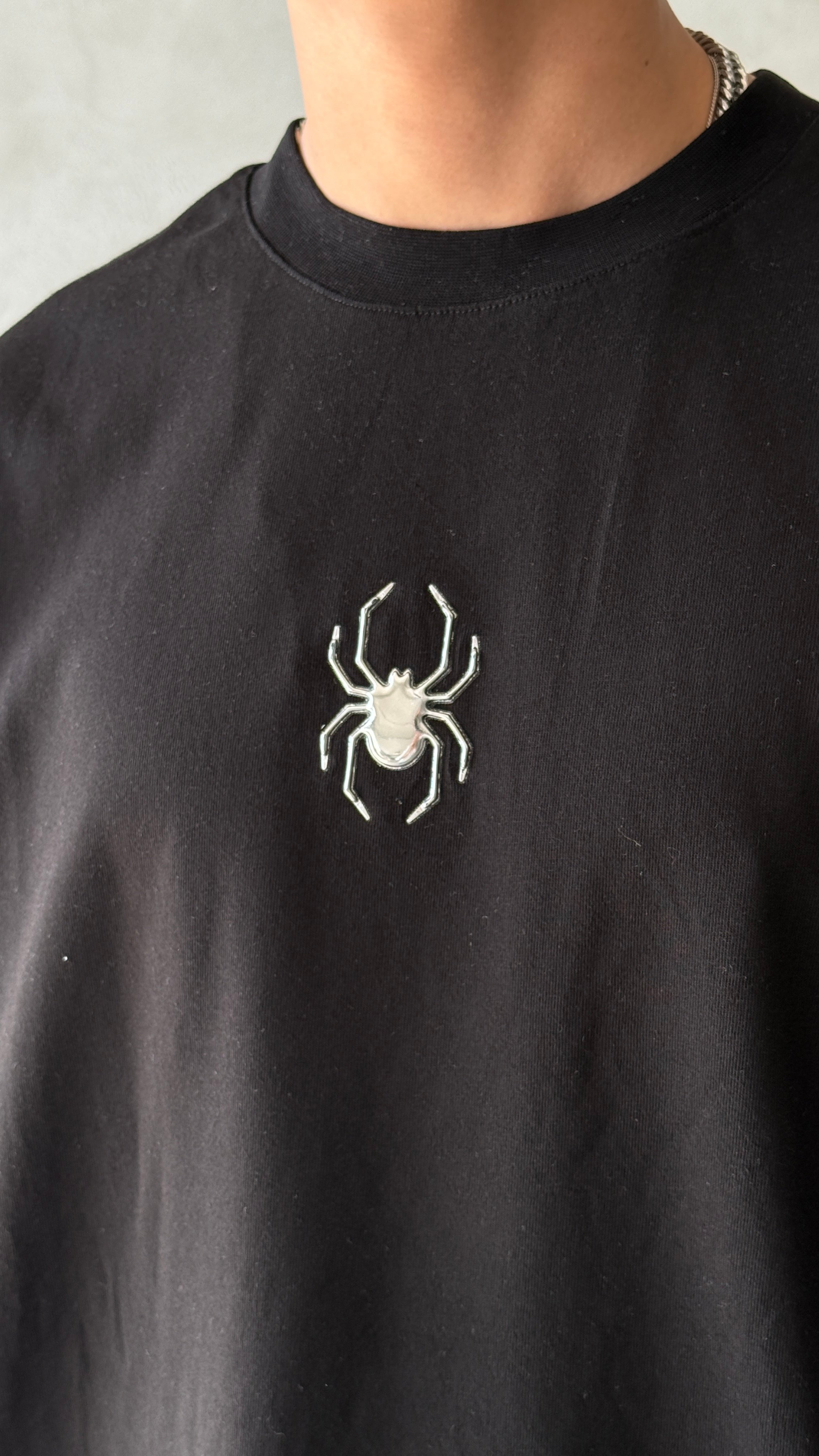 Spider Hologram Baskı Oversize Tişört 
