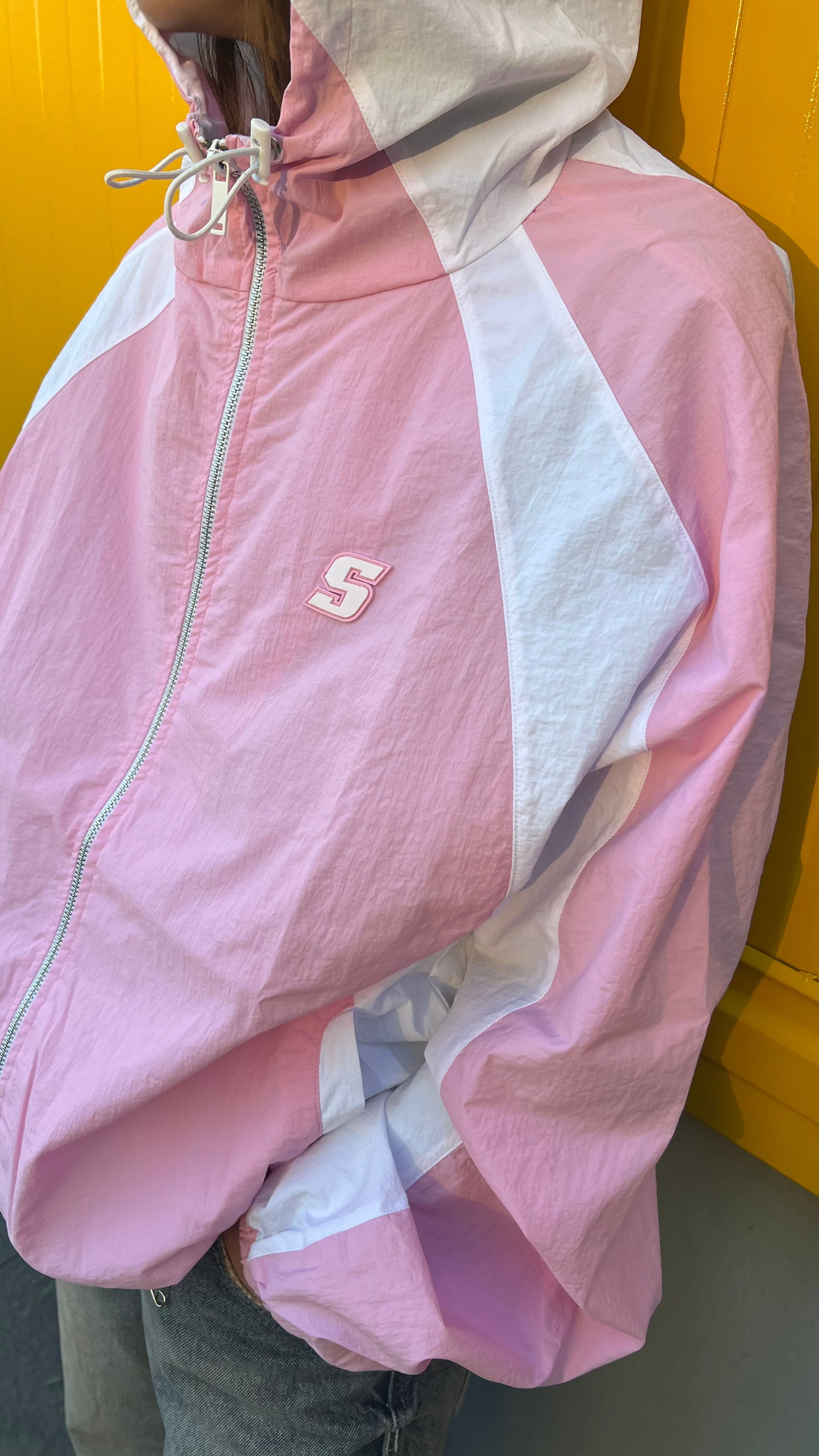 S Logo Pink Oversize Ayarlanabilir Track Jacket 