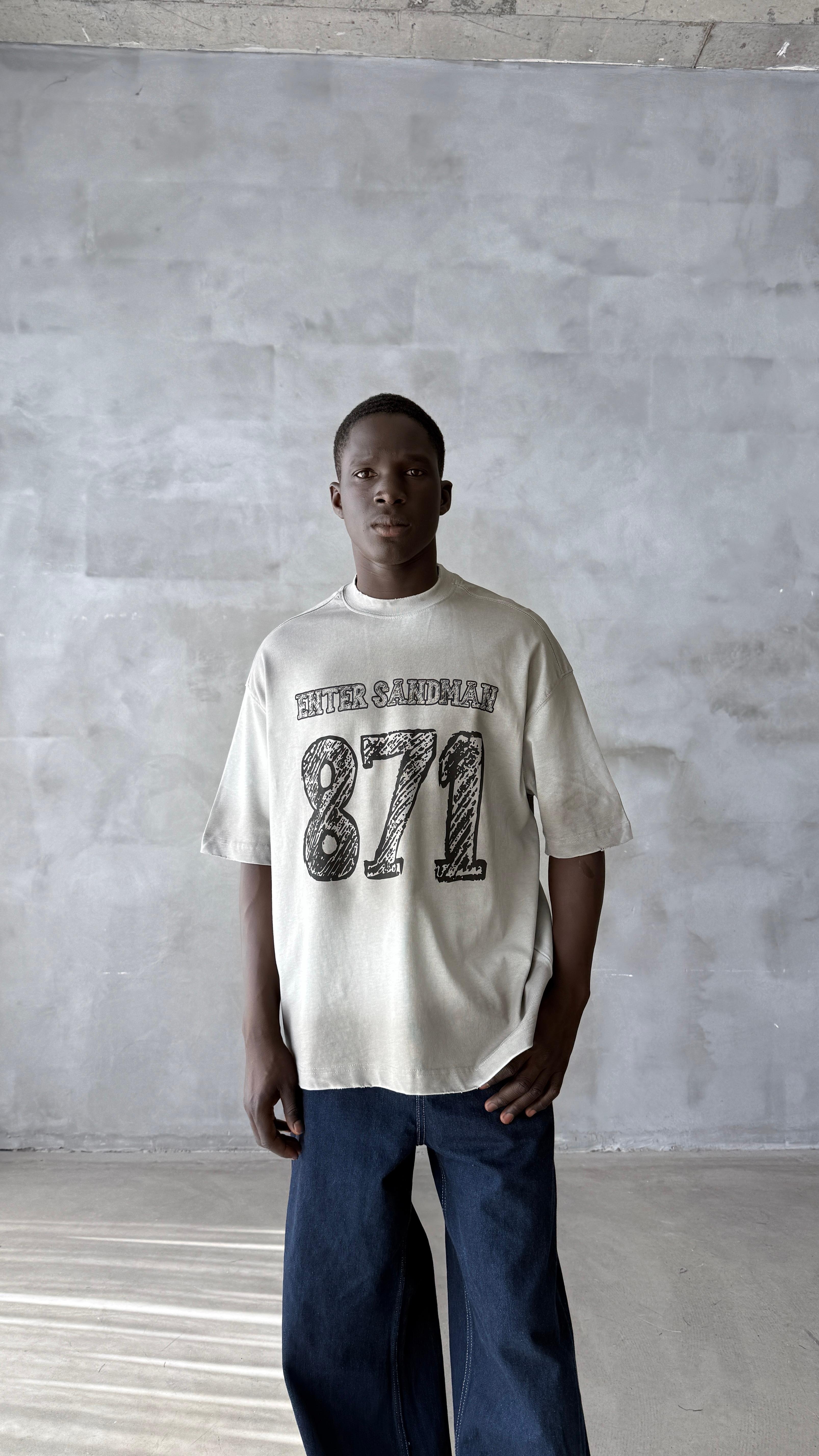 Koyu Gri Yıkamalı 871 Oversize Tişört 