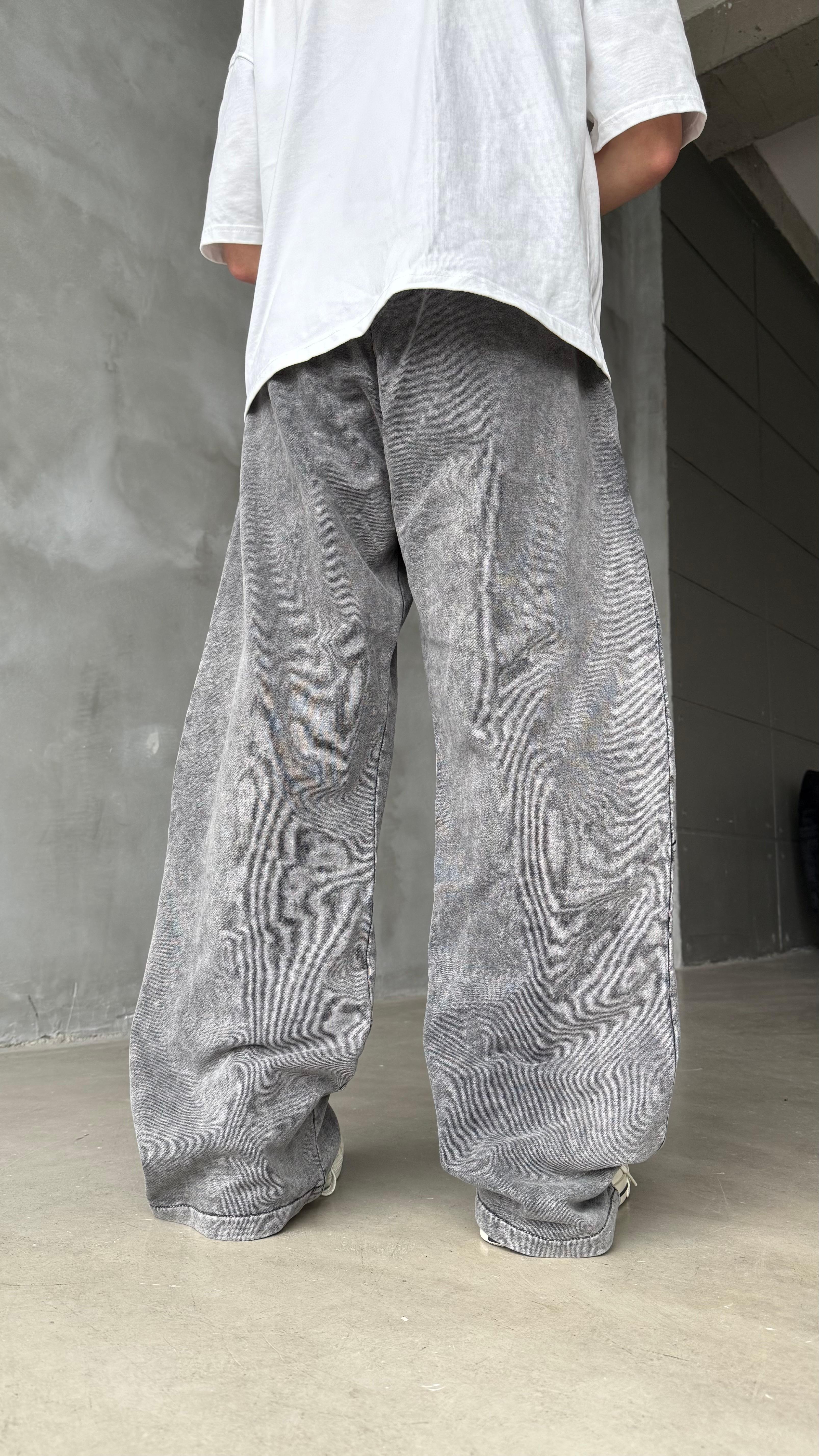 Drop Lines Antrasit Yıkamalı Premium Baggy Sweatpant