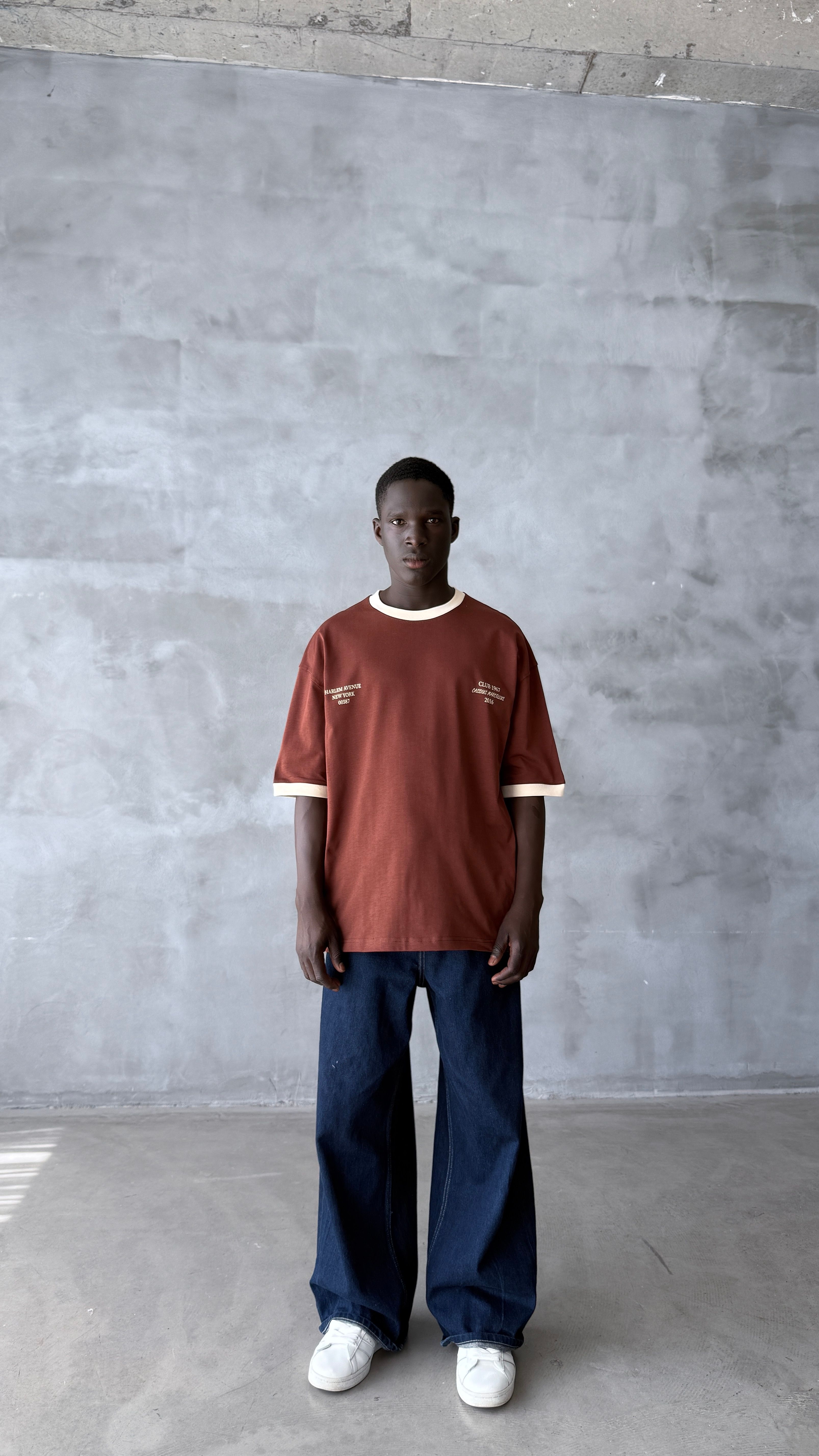 Kahve Harlem Oversize Tişört 