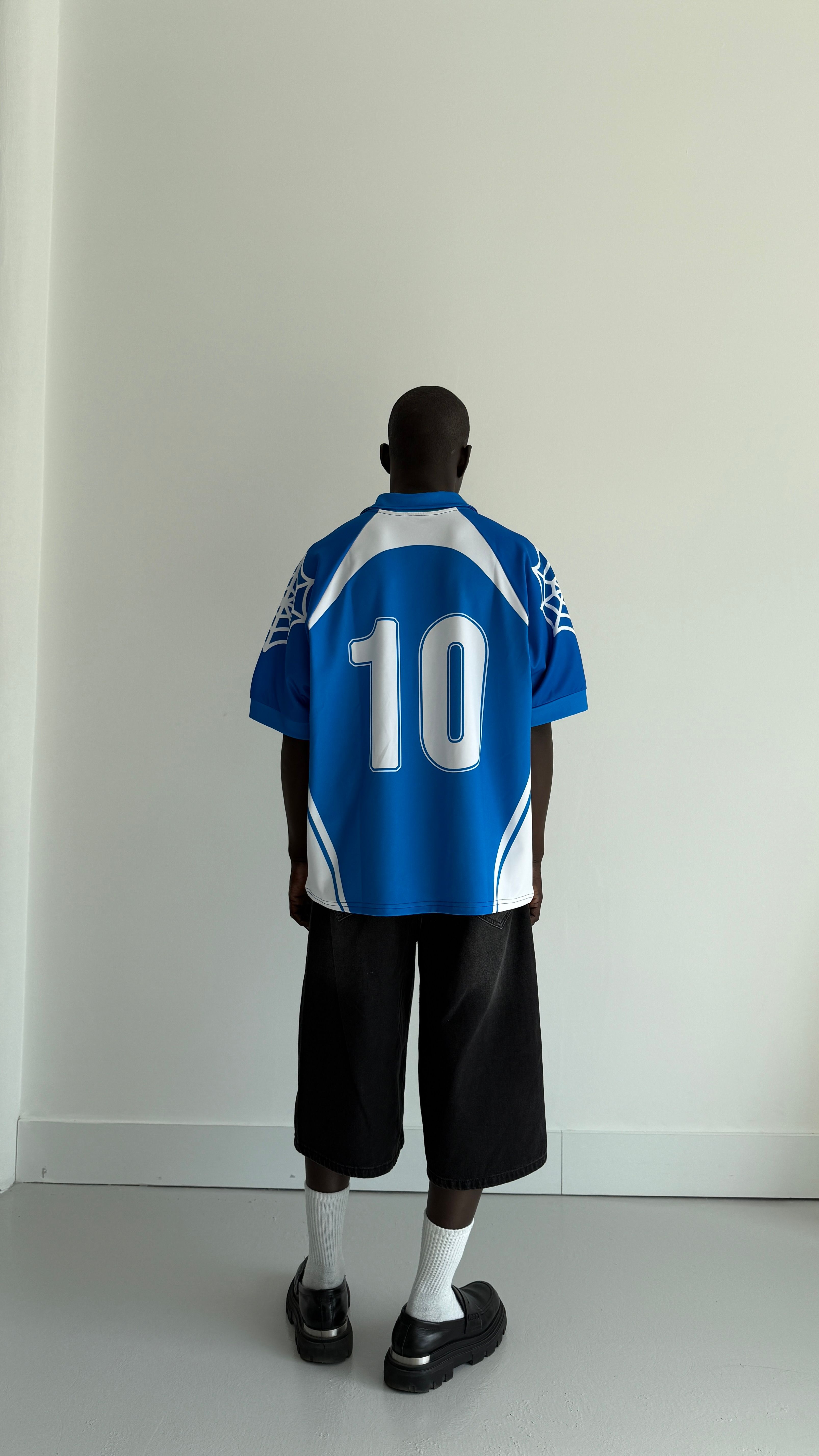 Pm Studio Blue Oversize Polo Yaka Forma 