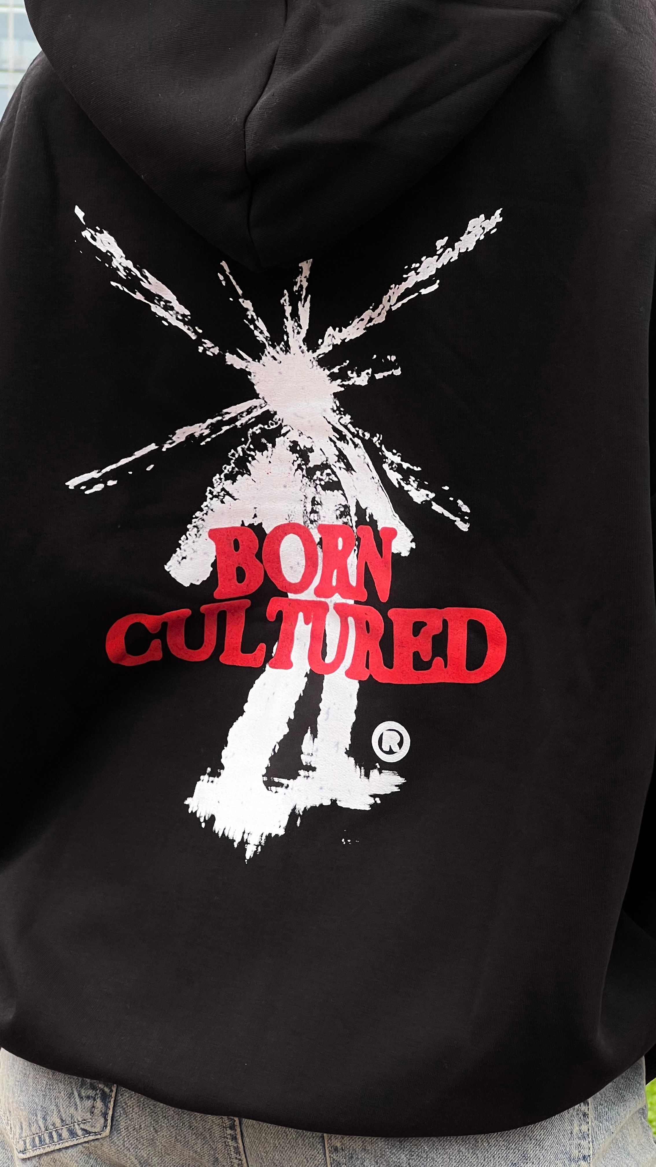 Born Cultured Siyah Oversize Zipper Hoodie