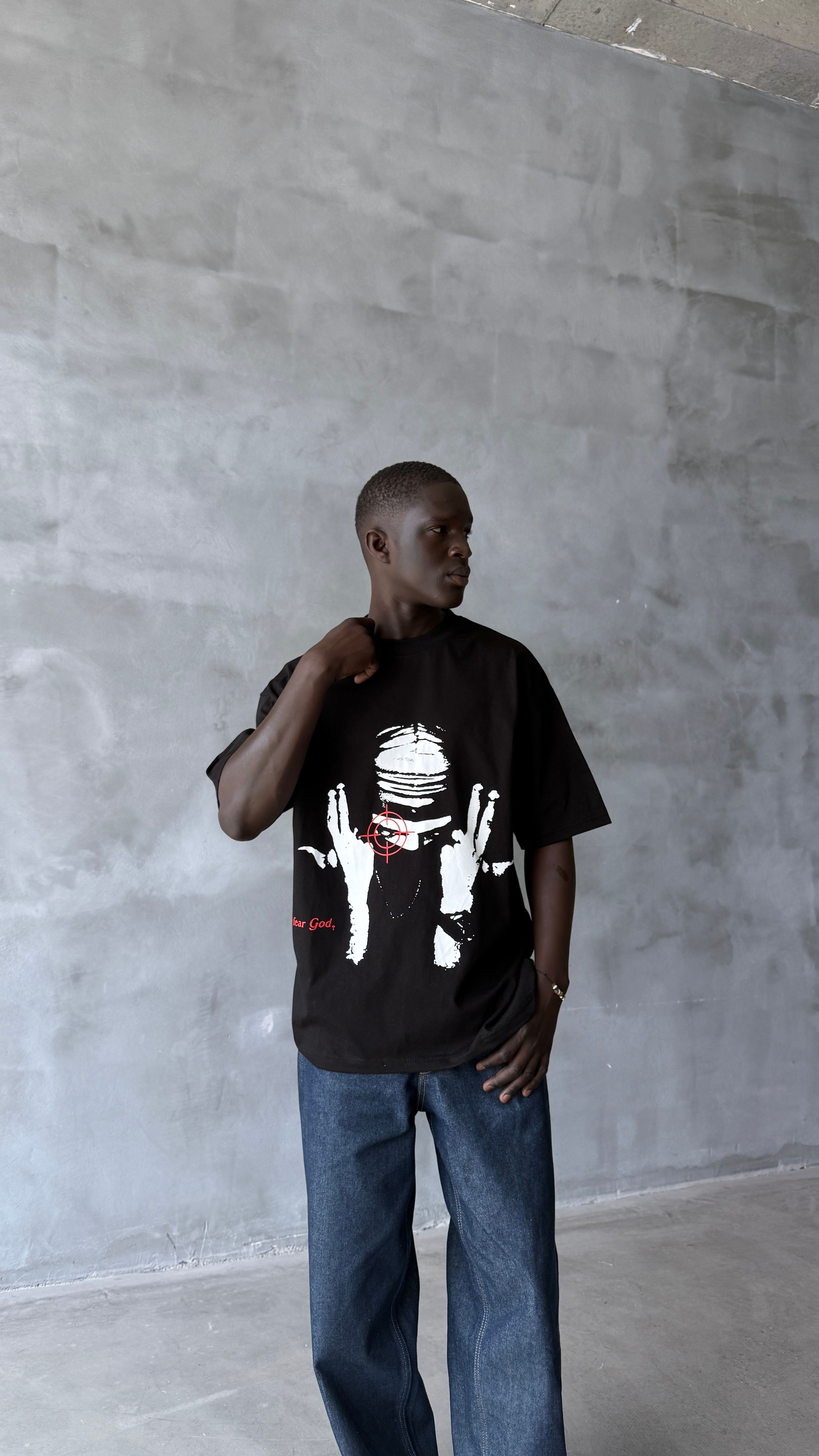 Siyah Fear God Boxy Fit Oversize Tişört 