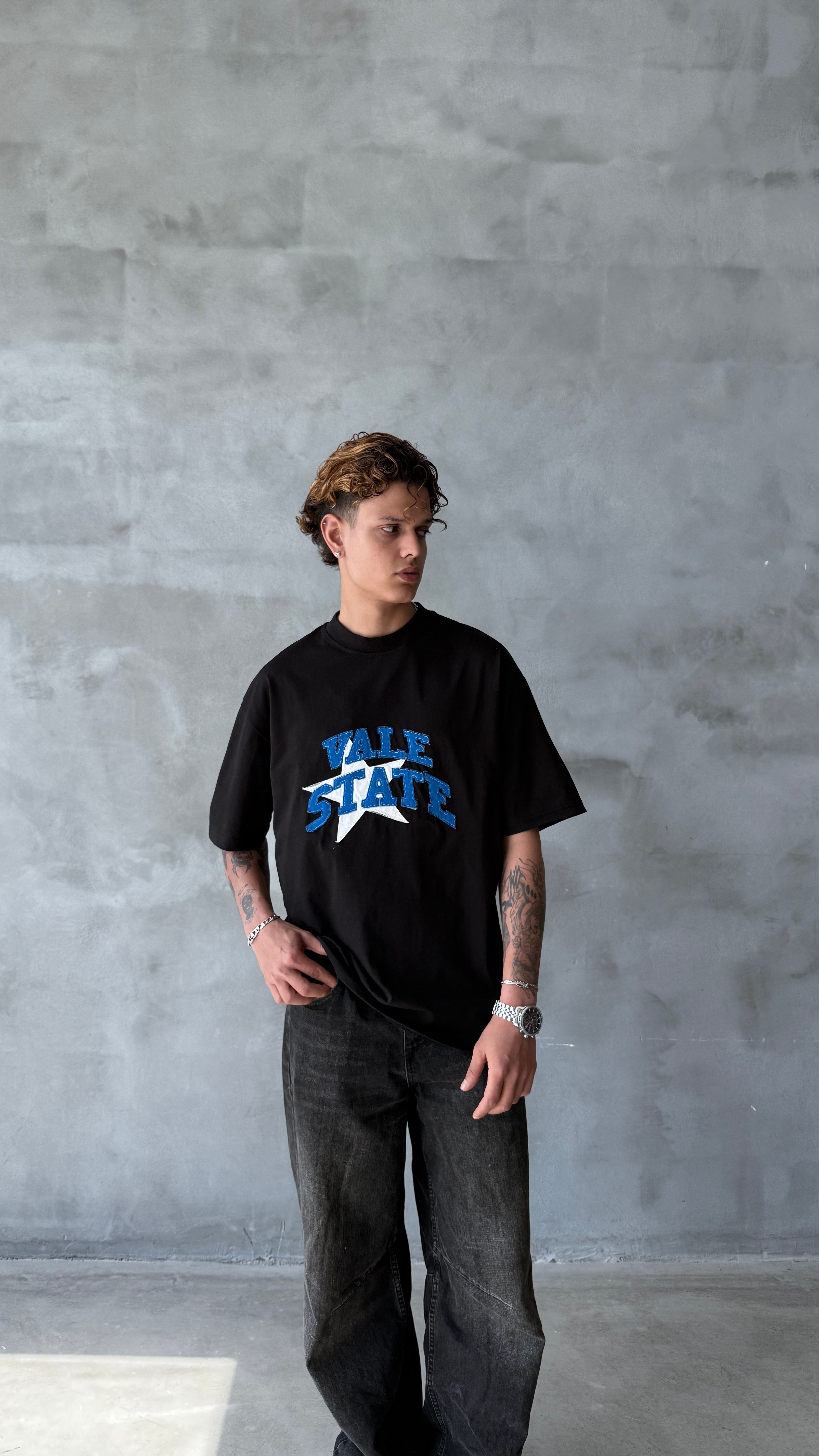 Black Vale Patchwork Oversize Tişört 