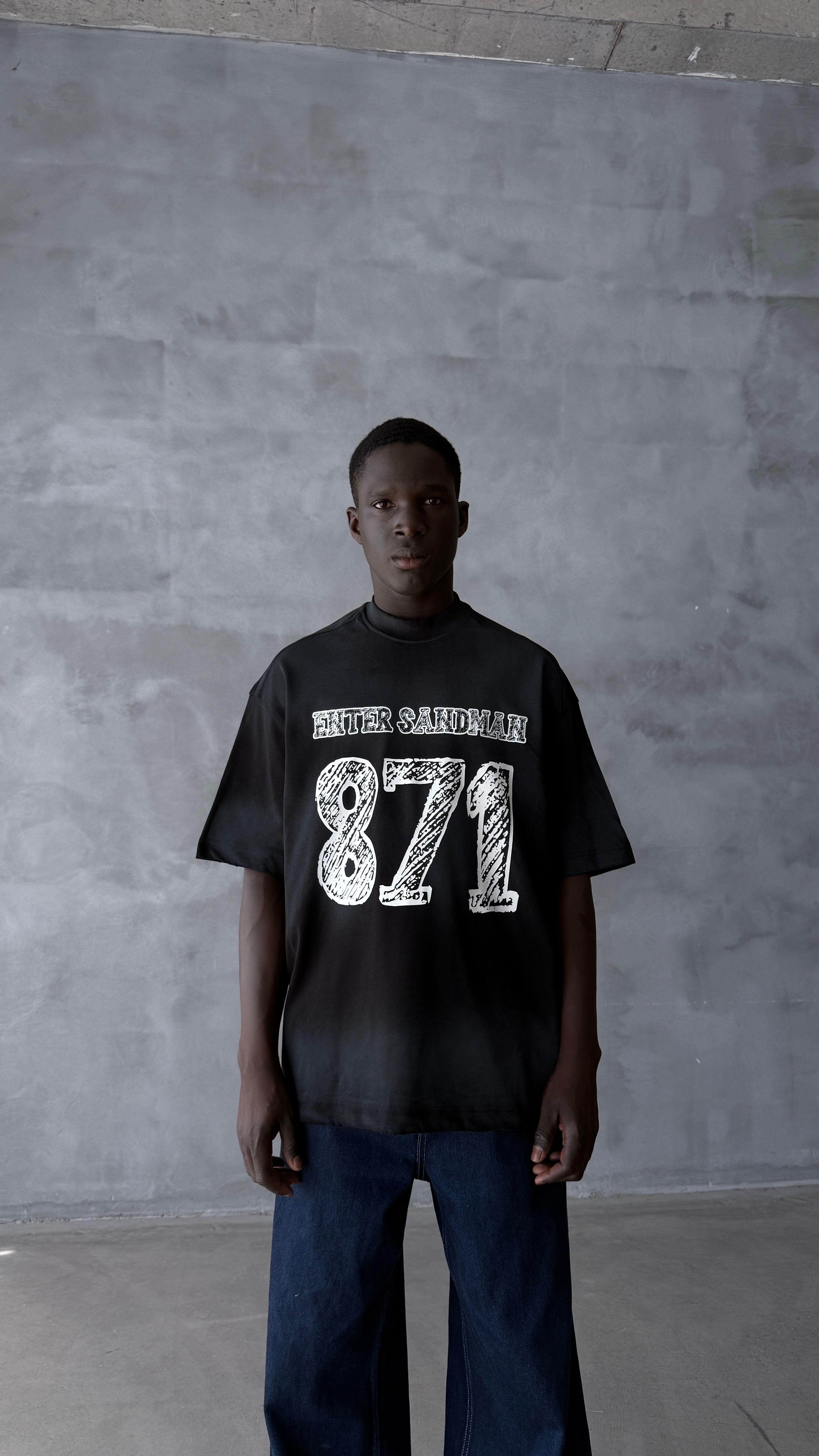 Siyah Yıkamalı 871 Oversize Tişört 