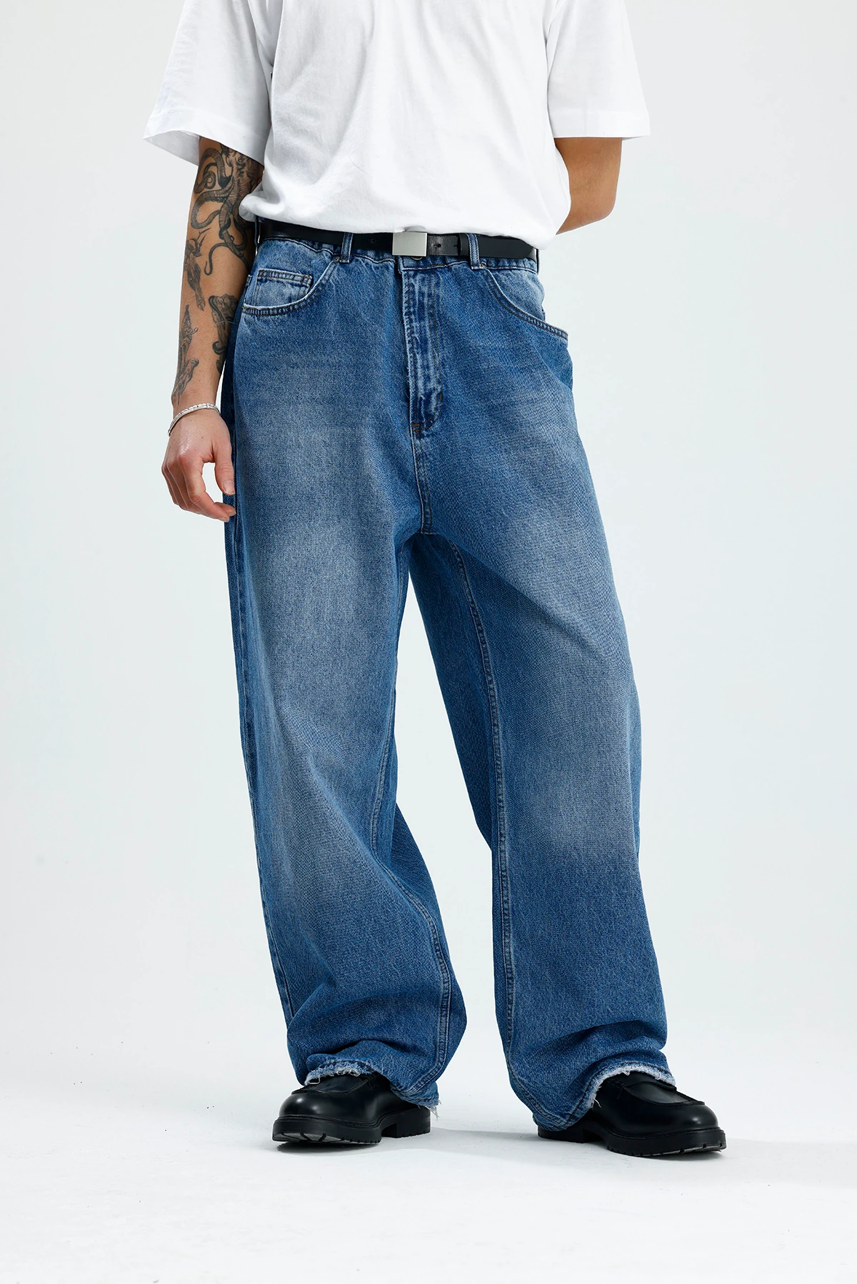 Mavi Yıkamalı Premium Baggy Jean 