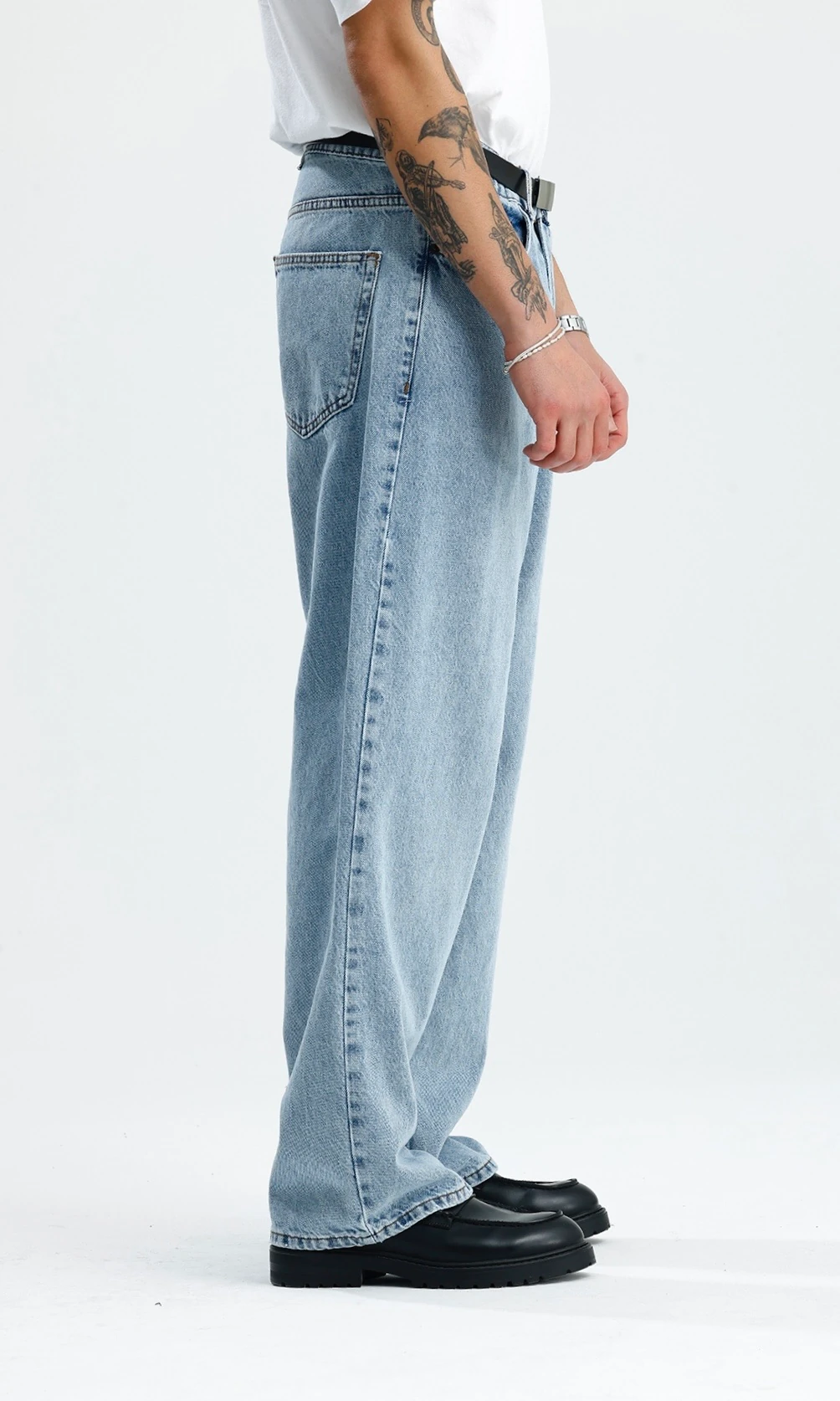 Buz Mavisi Yıkamalı Premium Baggy Jean