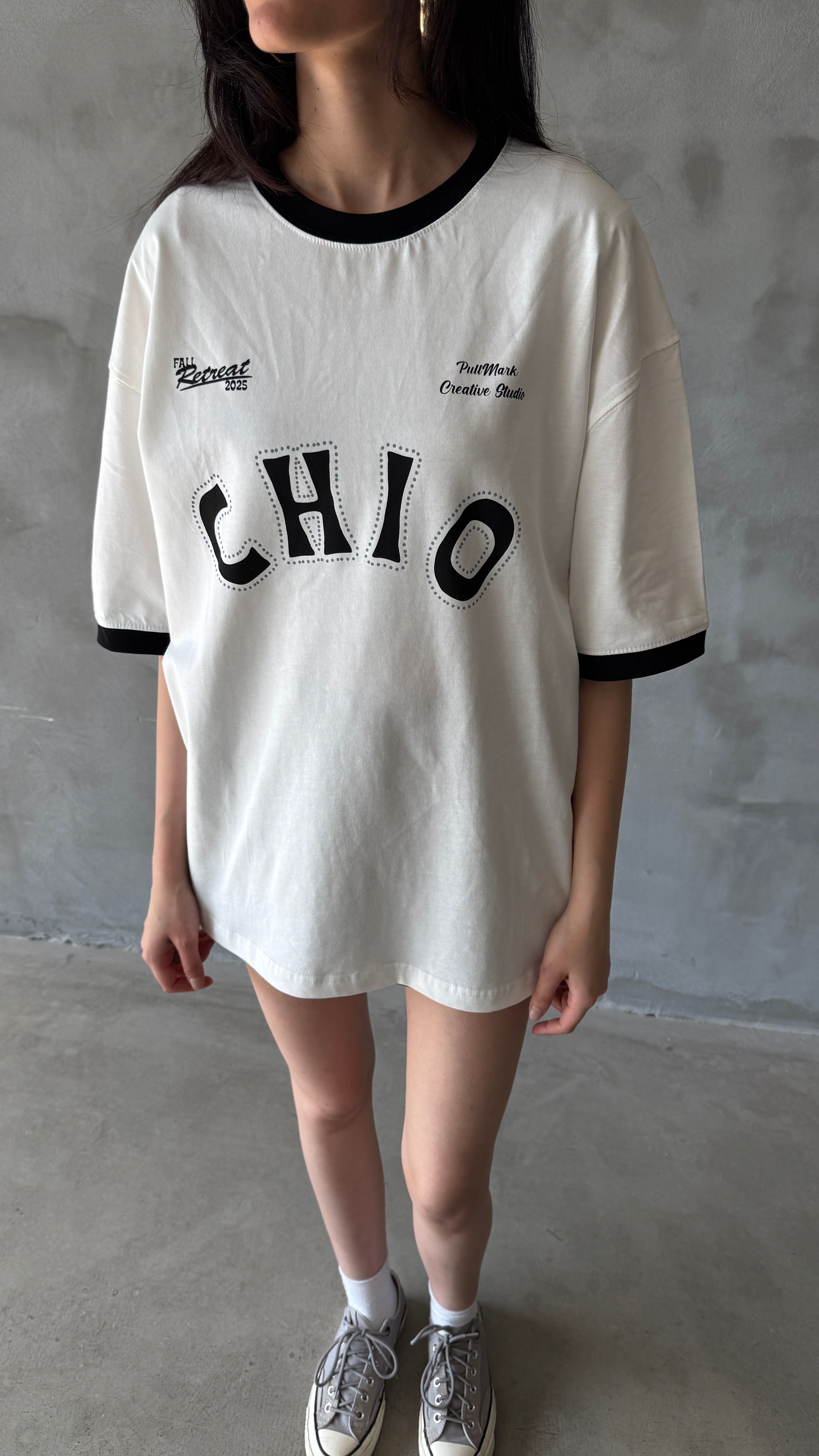 Beyaz Chio Oversize Tişört 