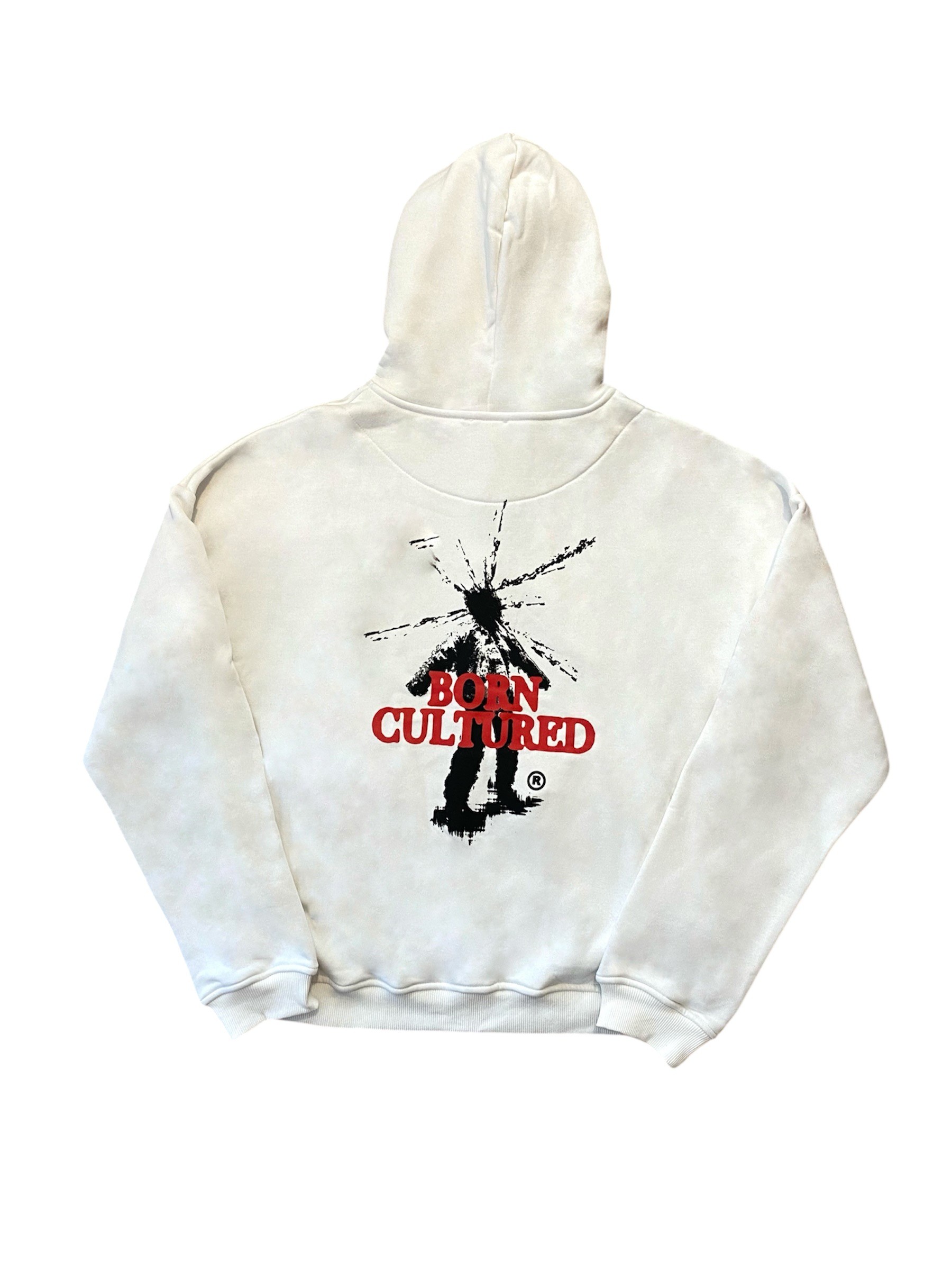 Born Cultured Beyaz Oversize Zipper Hoodie