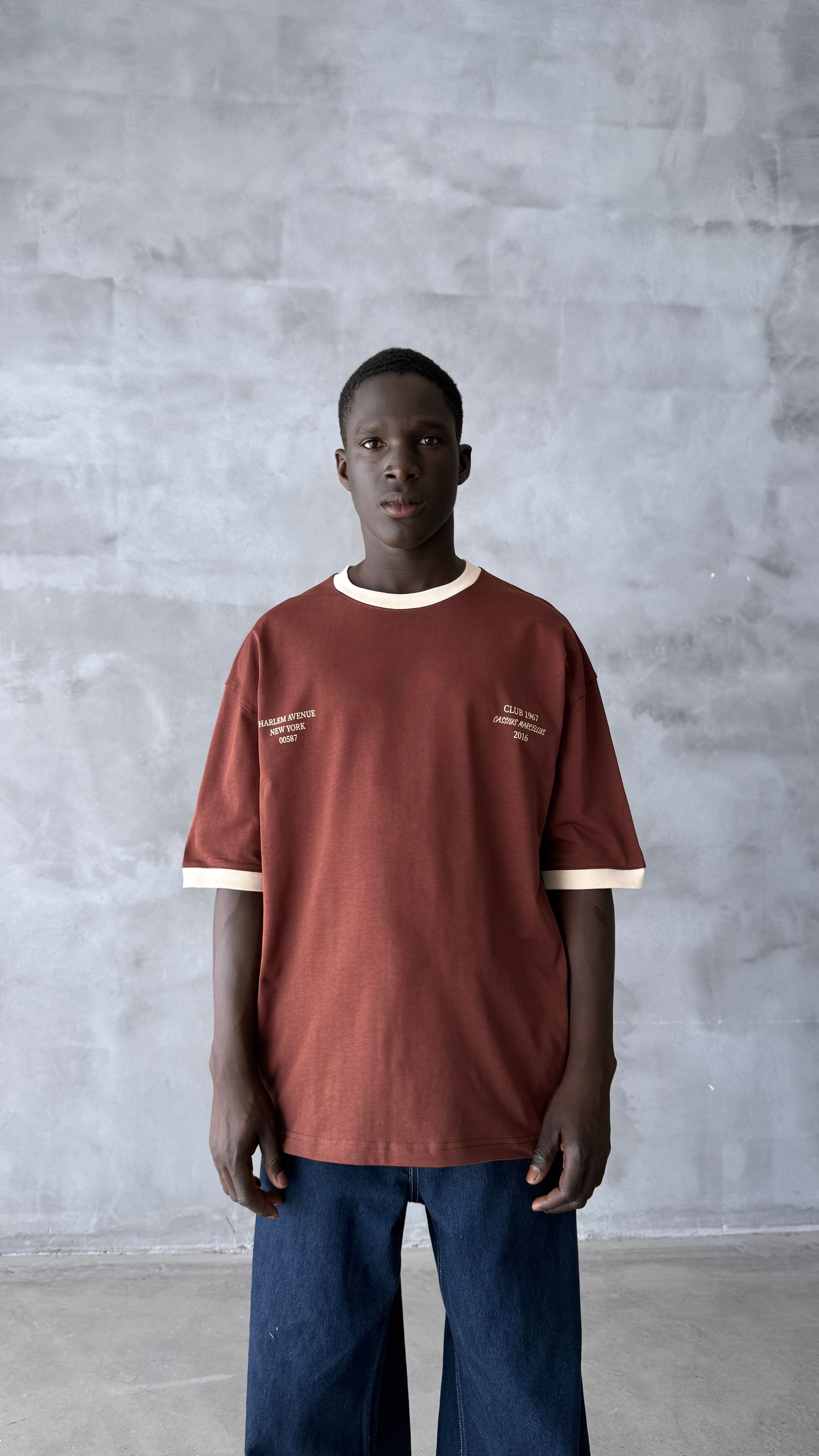Kahve Harlem Oversize Tişört 