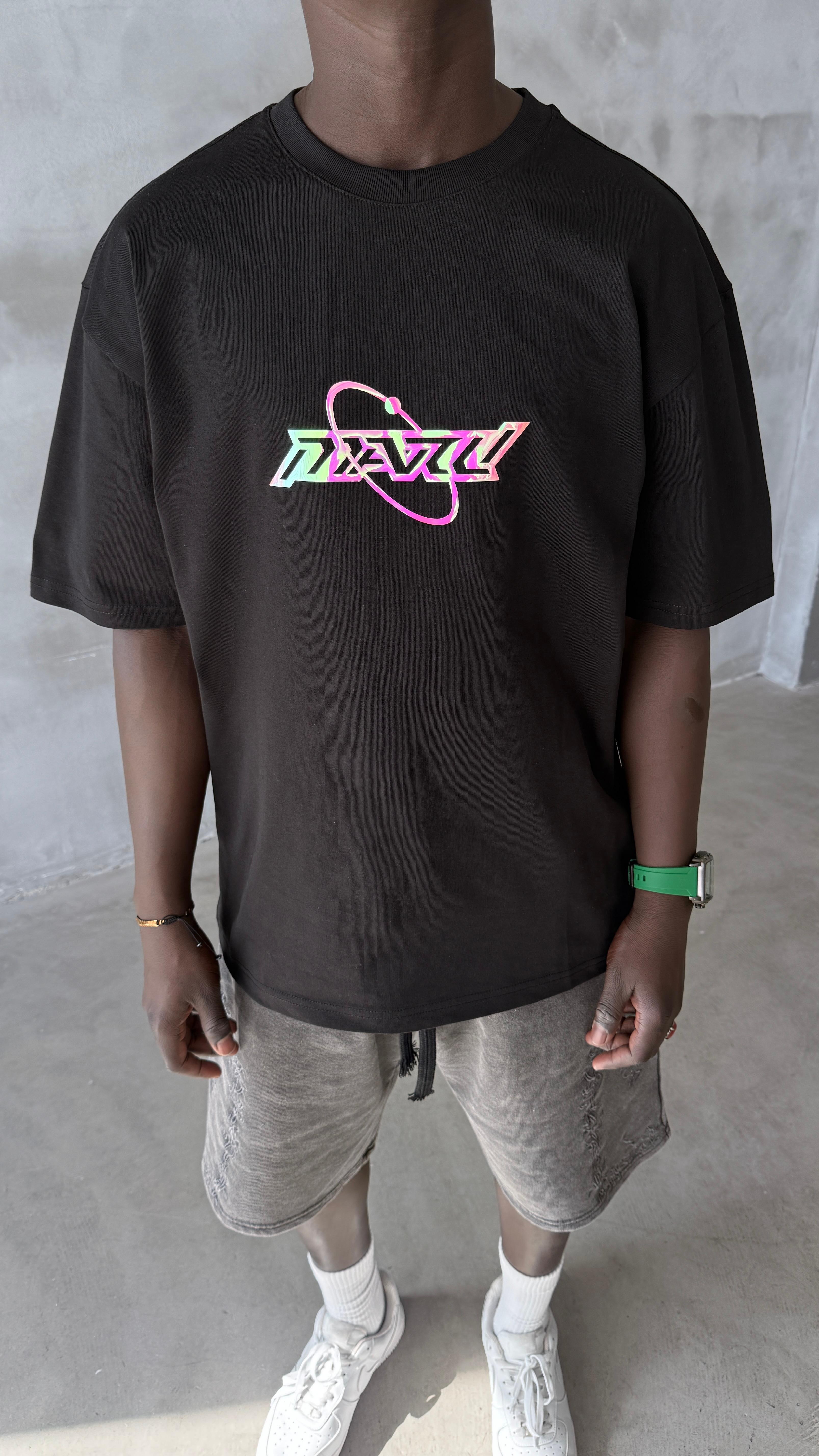 Rw Black Hologram Baskı Oversize Tişört 