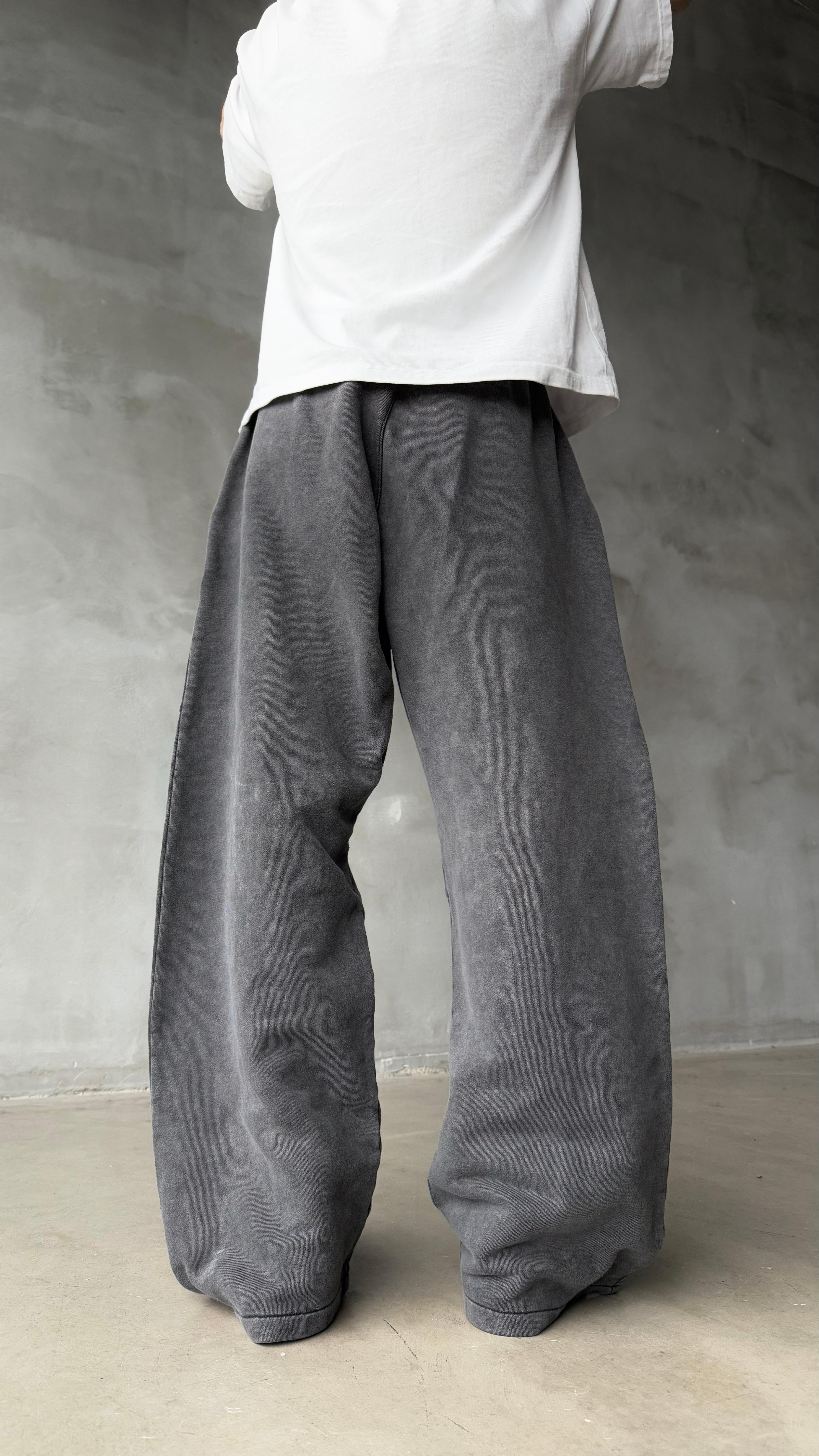 Two Lines Koyu Antrasit Yıkamalı Premium Baggy Sweatpant