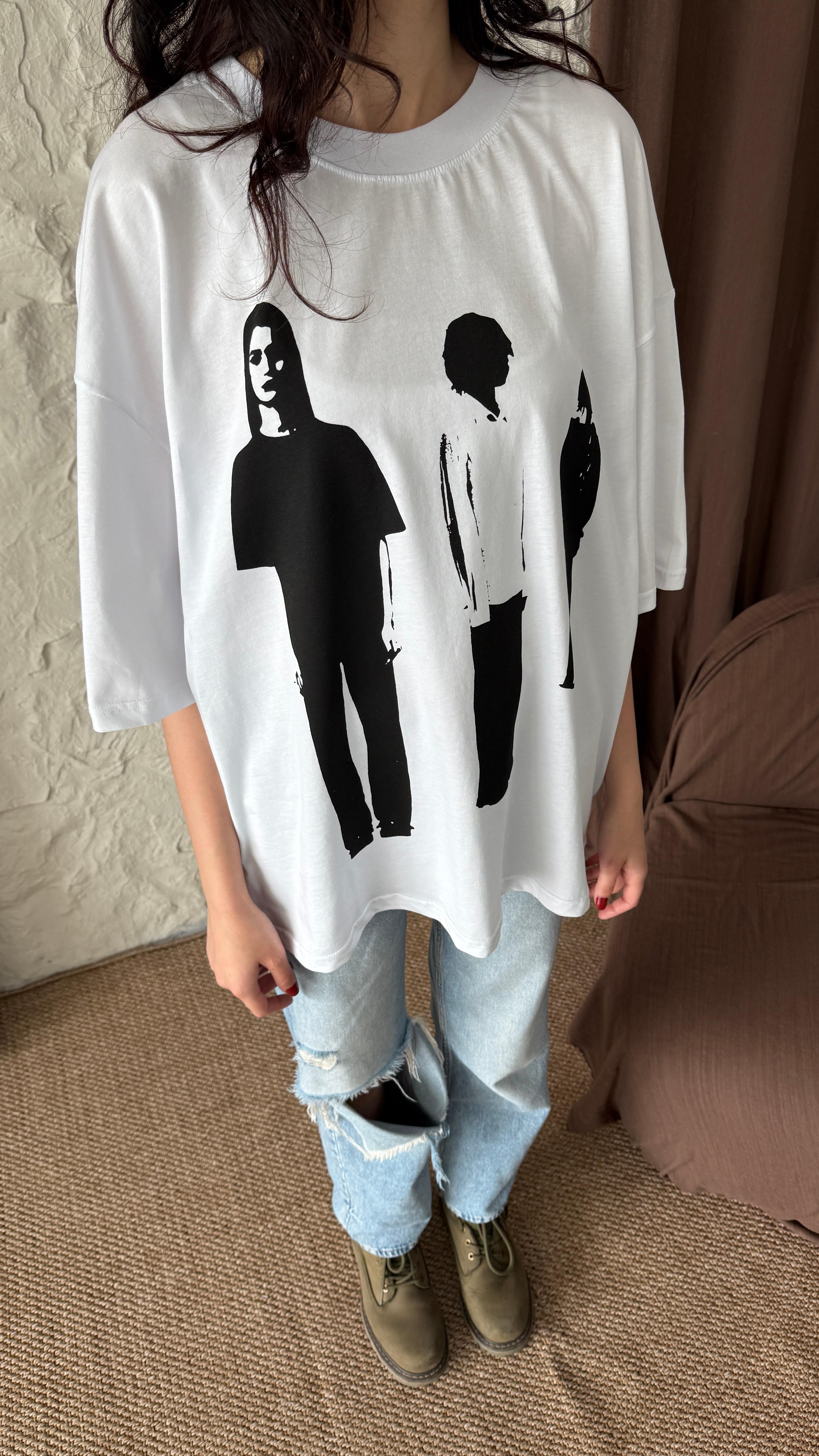 White İnferno Oversize Tişört 