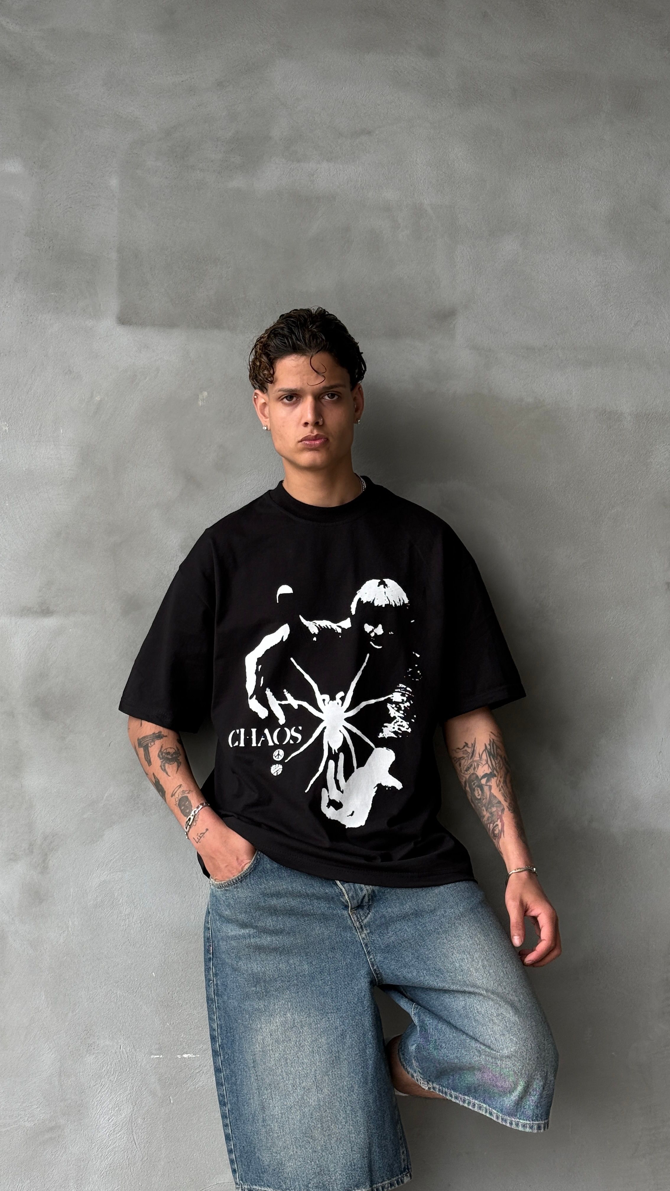 Chaos Siyah Oversize Tişört 