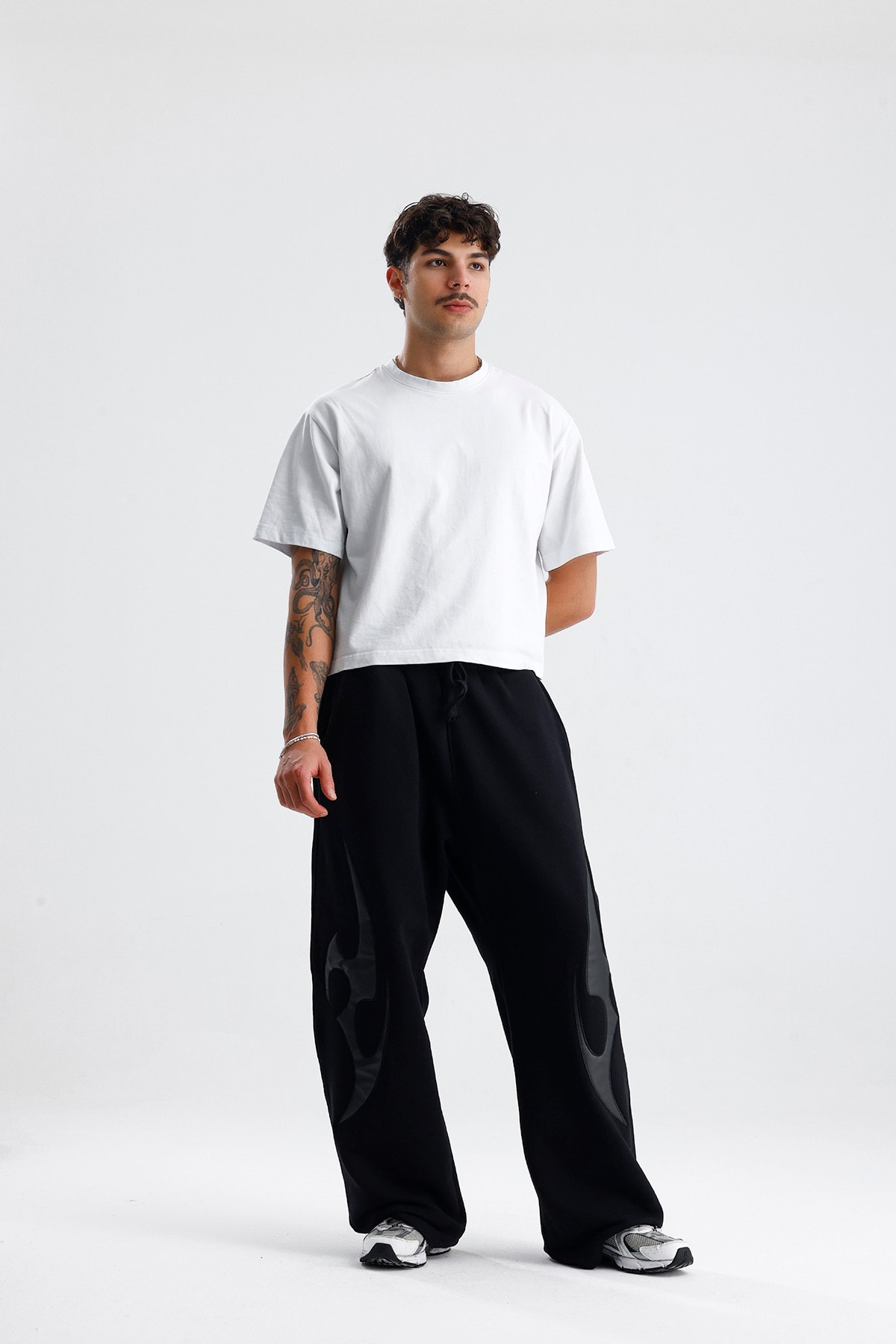 Double Tribal Deri Detay Premium Baggy Sweatpant 