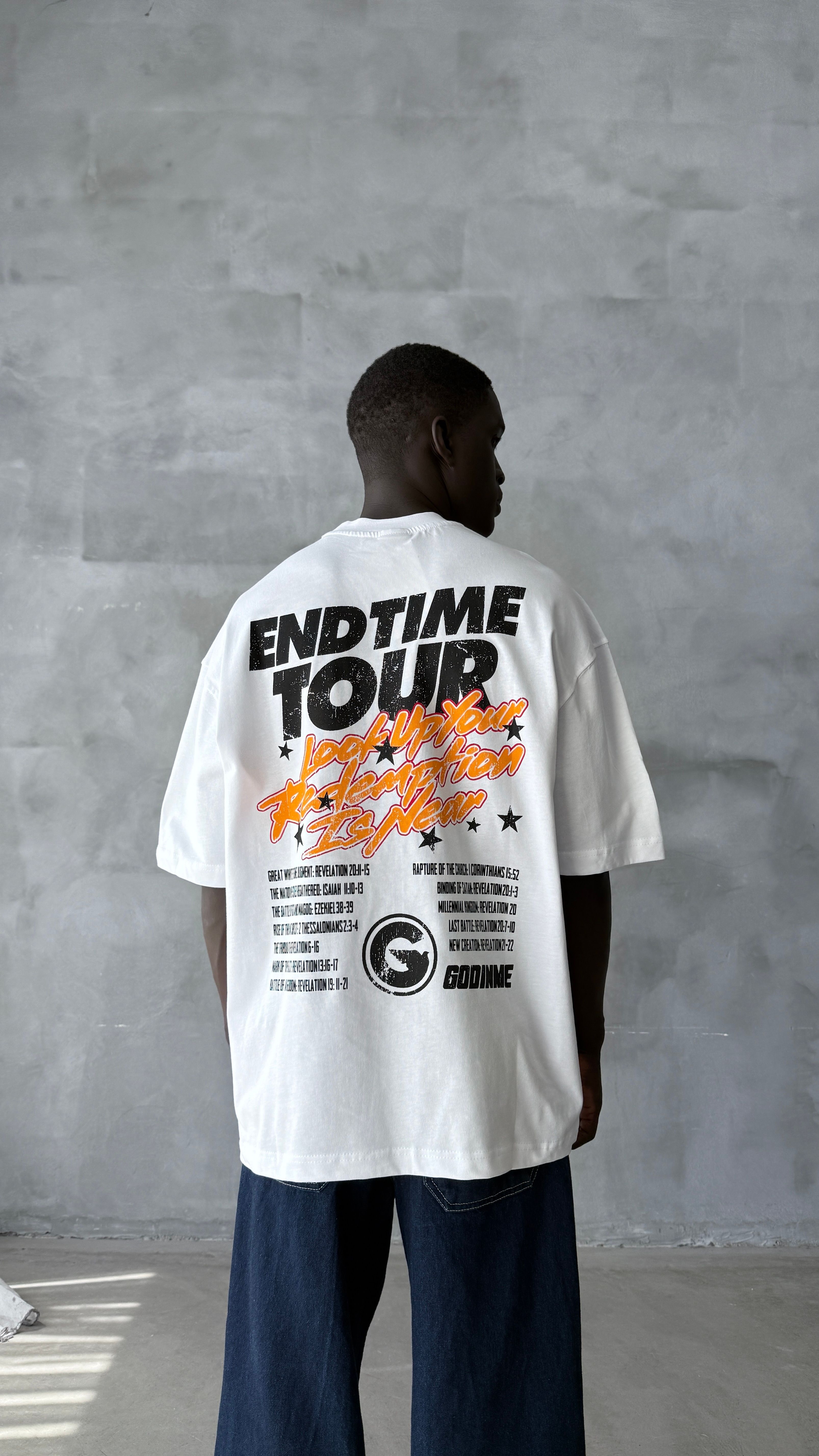Beyaz And Time Tour Oversize Tişört 