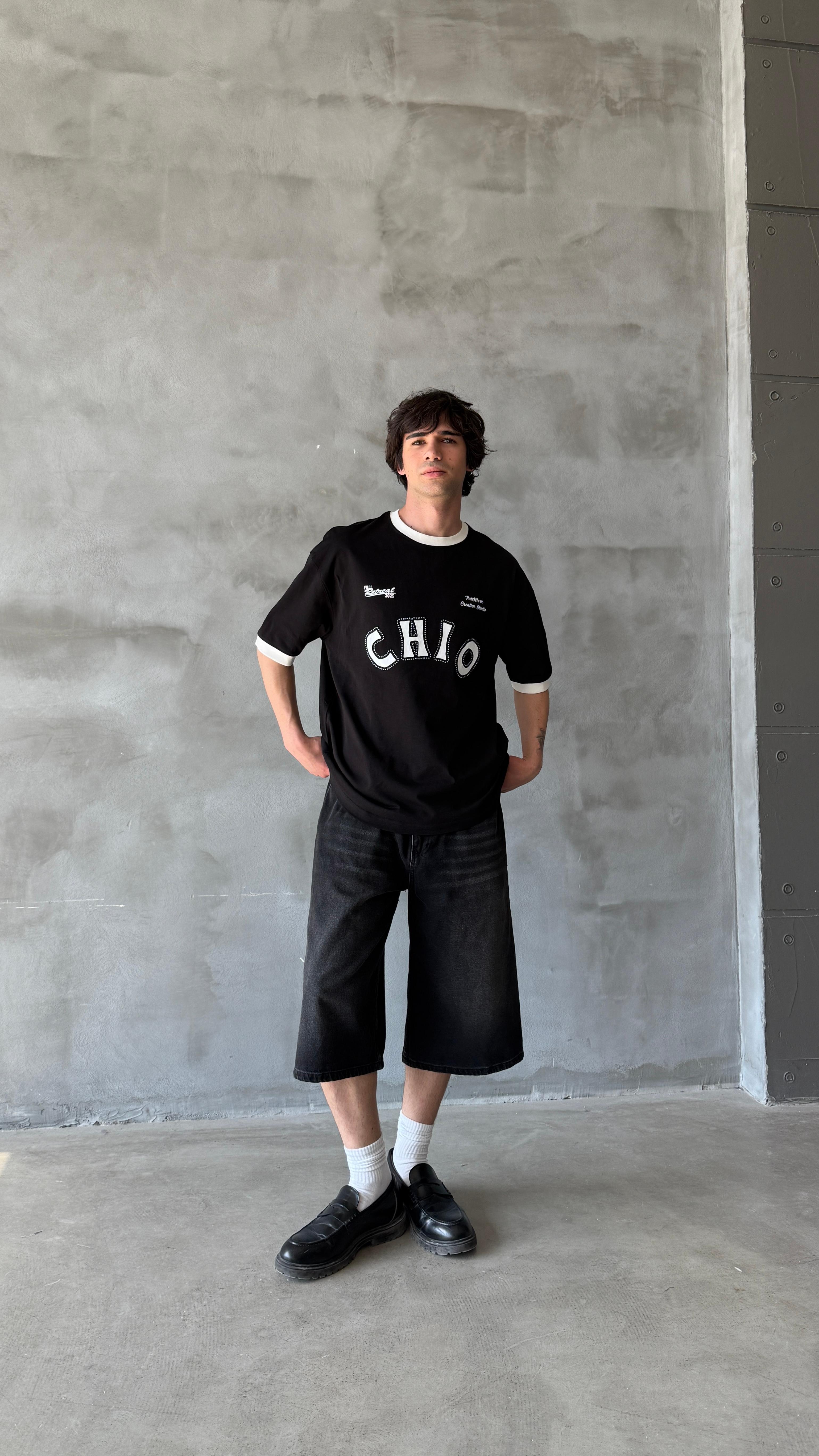 Siyah Chio Oversize Tişört 