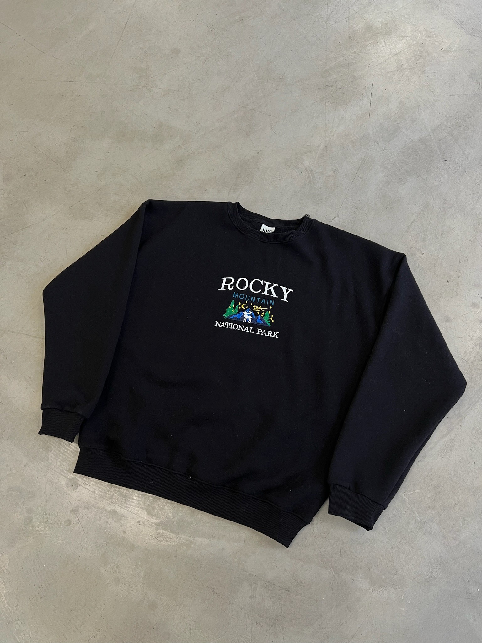 Siyah Rocky Nakış İşlemeli Oversize Sweatshirt 