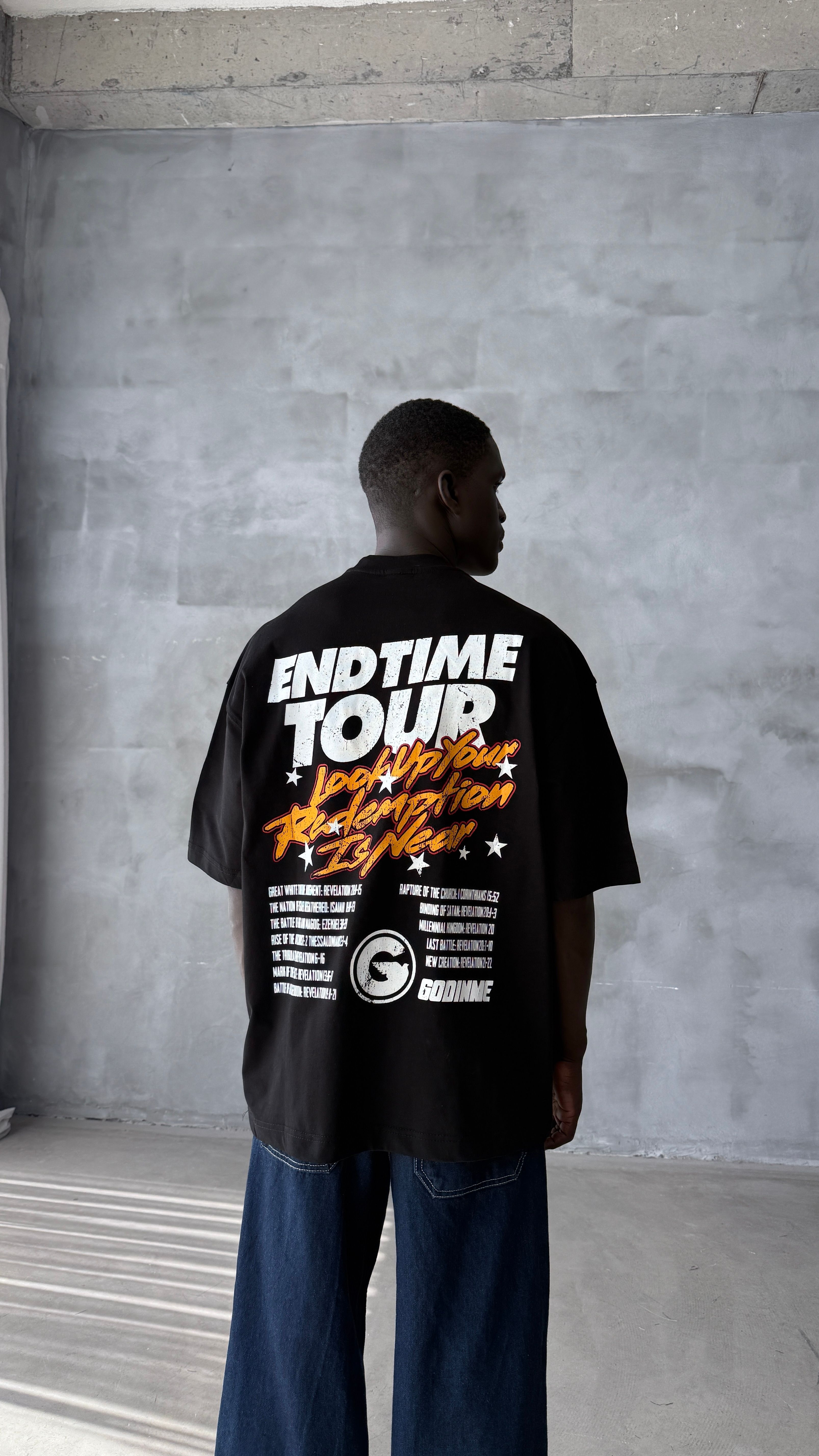 Siyah And Time Tour Oversize Tişört 