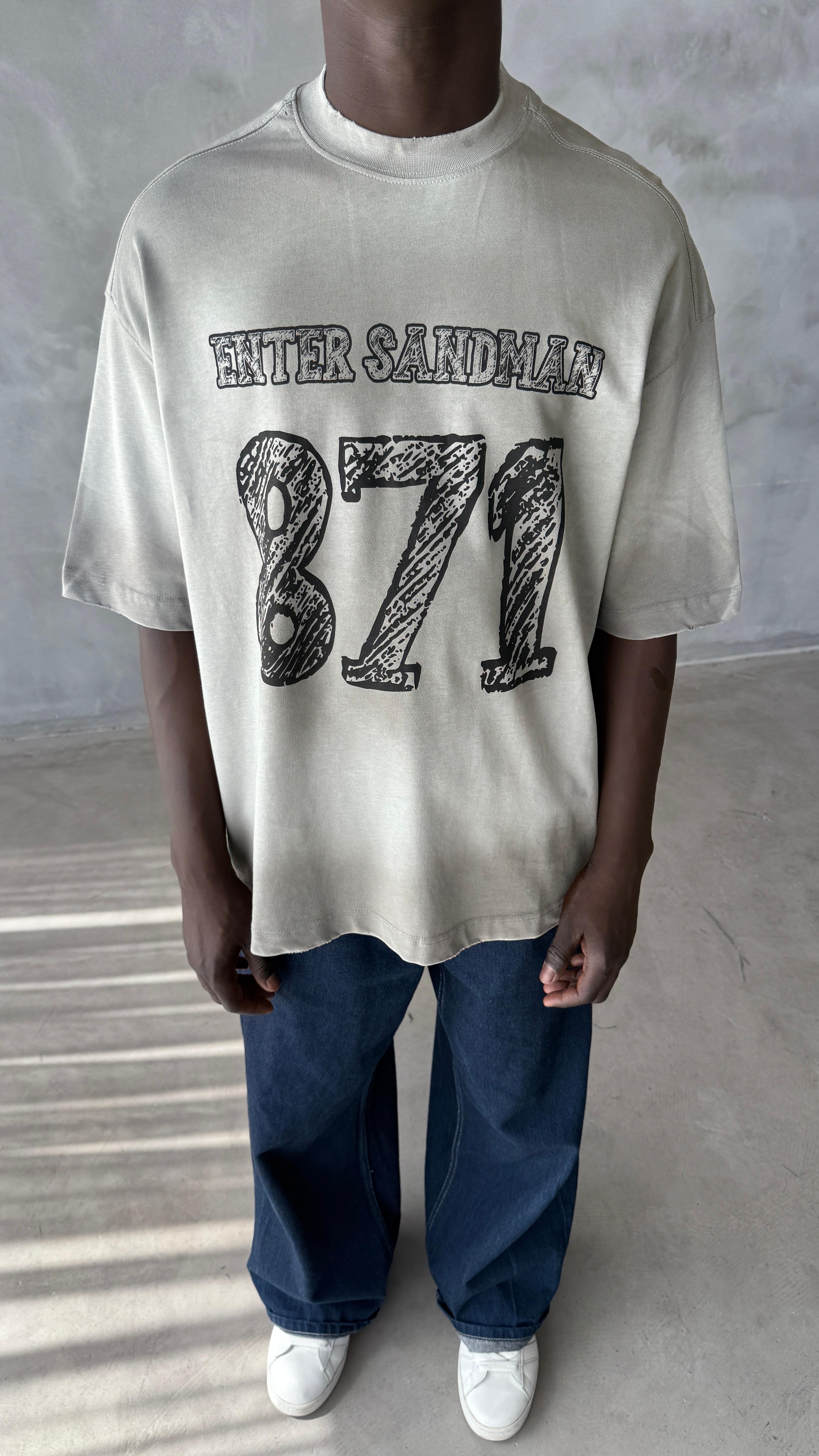 Koyu Gri Yıkamalı 871 Oversize Tişört 