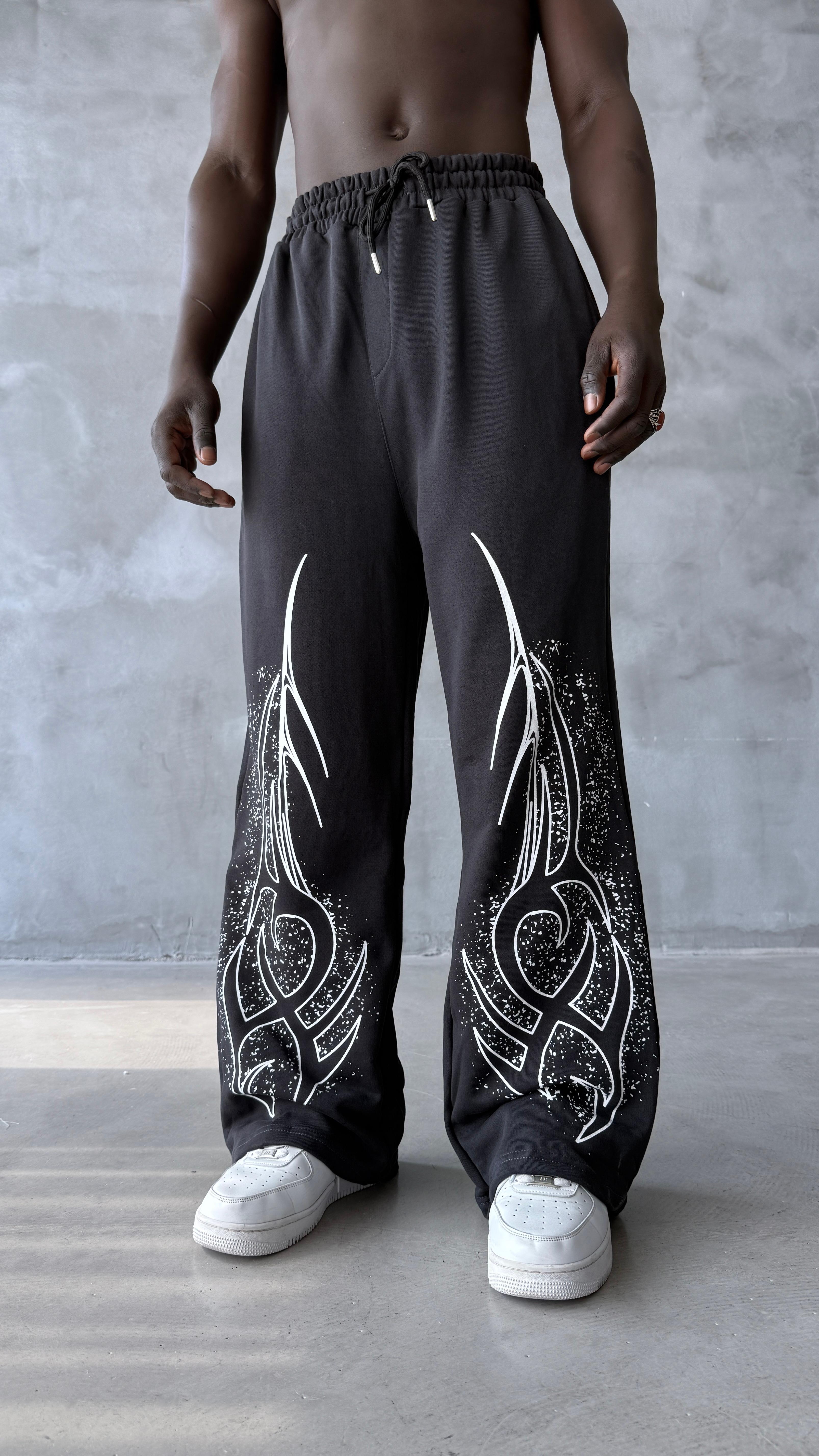 Füme Tattoo Baskılı Baggy Eşofman 