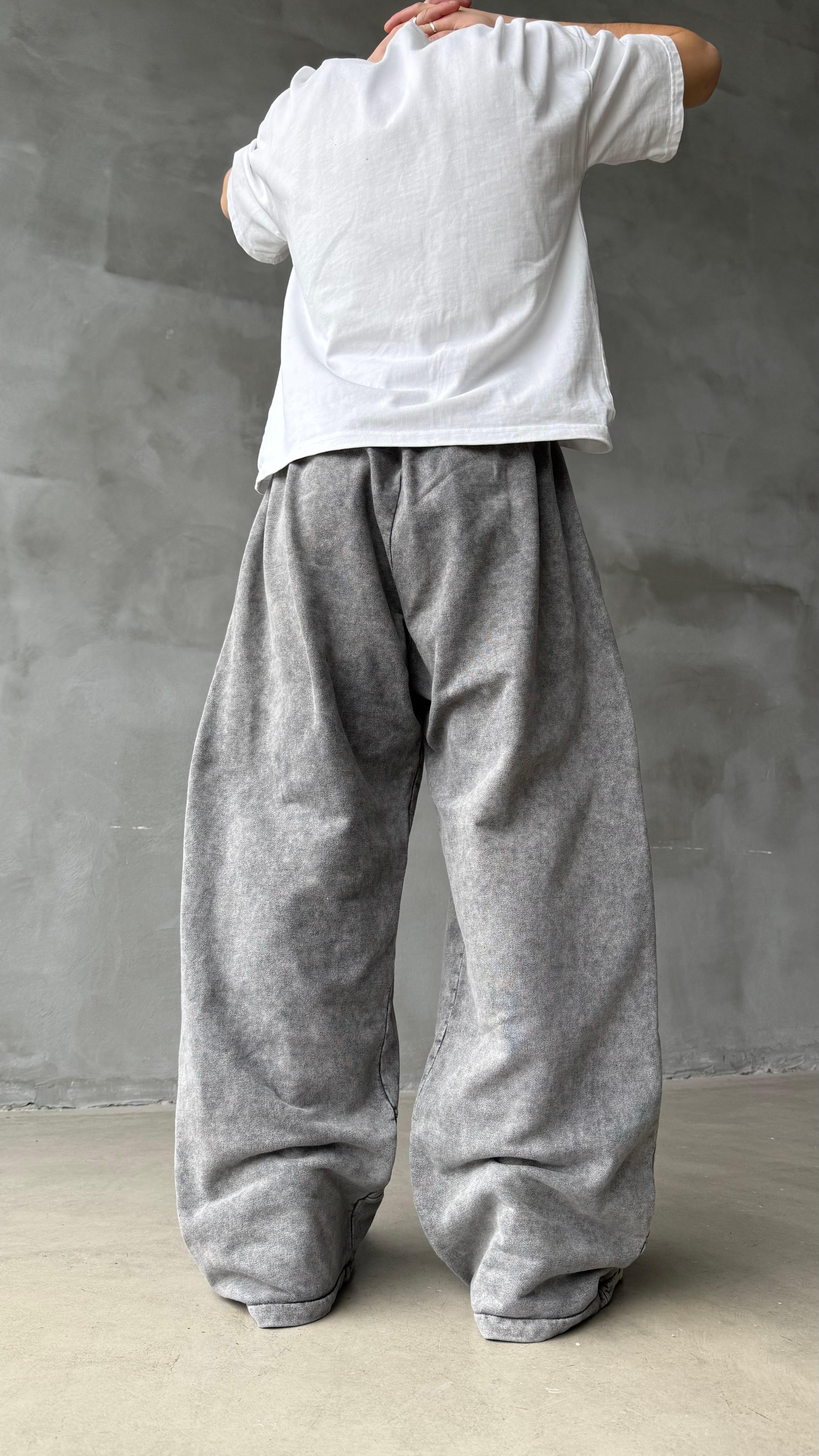 Three Lines Antrasit Yıkamalı Premium Baggy Sweatpant