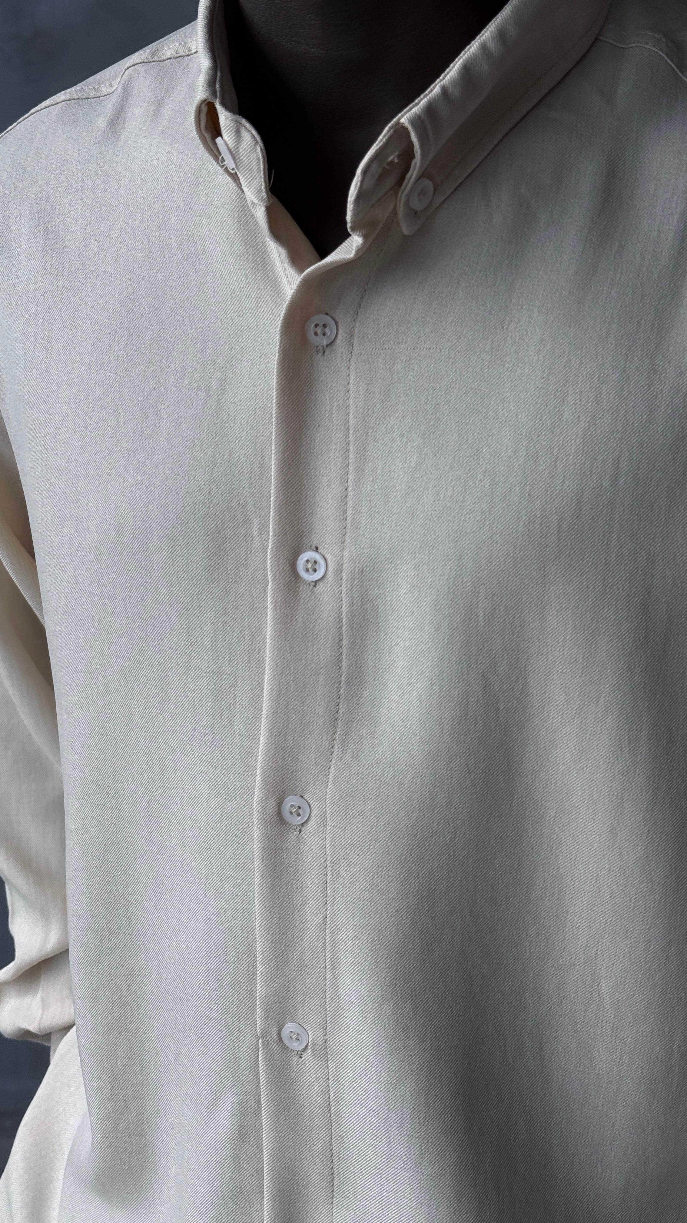 Krem Premium Uzun Kol Comfort Fit Gömlek