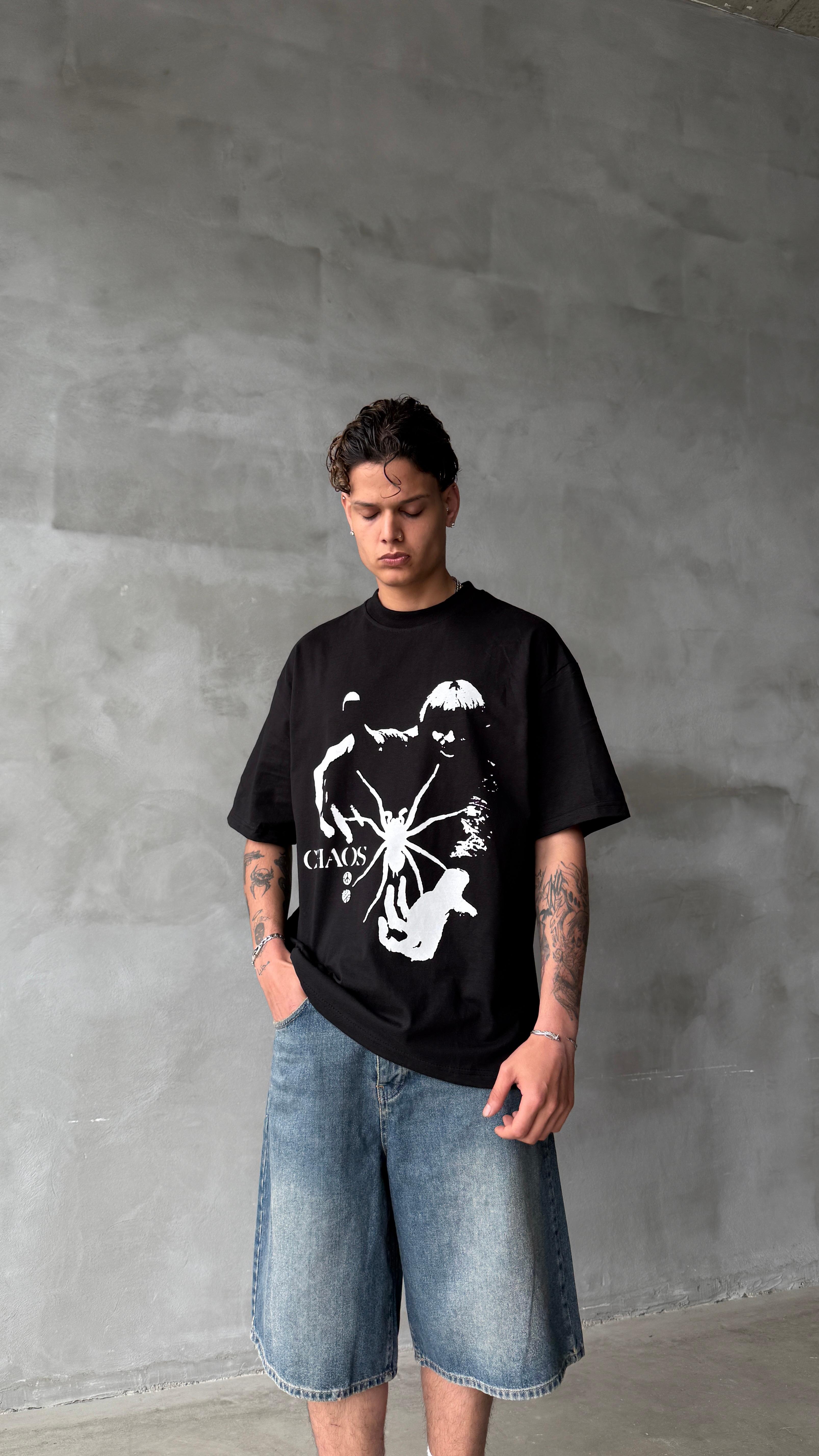 Chaos Siyah Oversize Tişört 