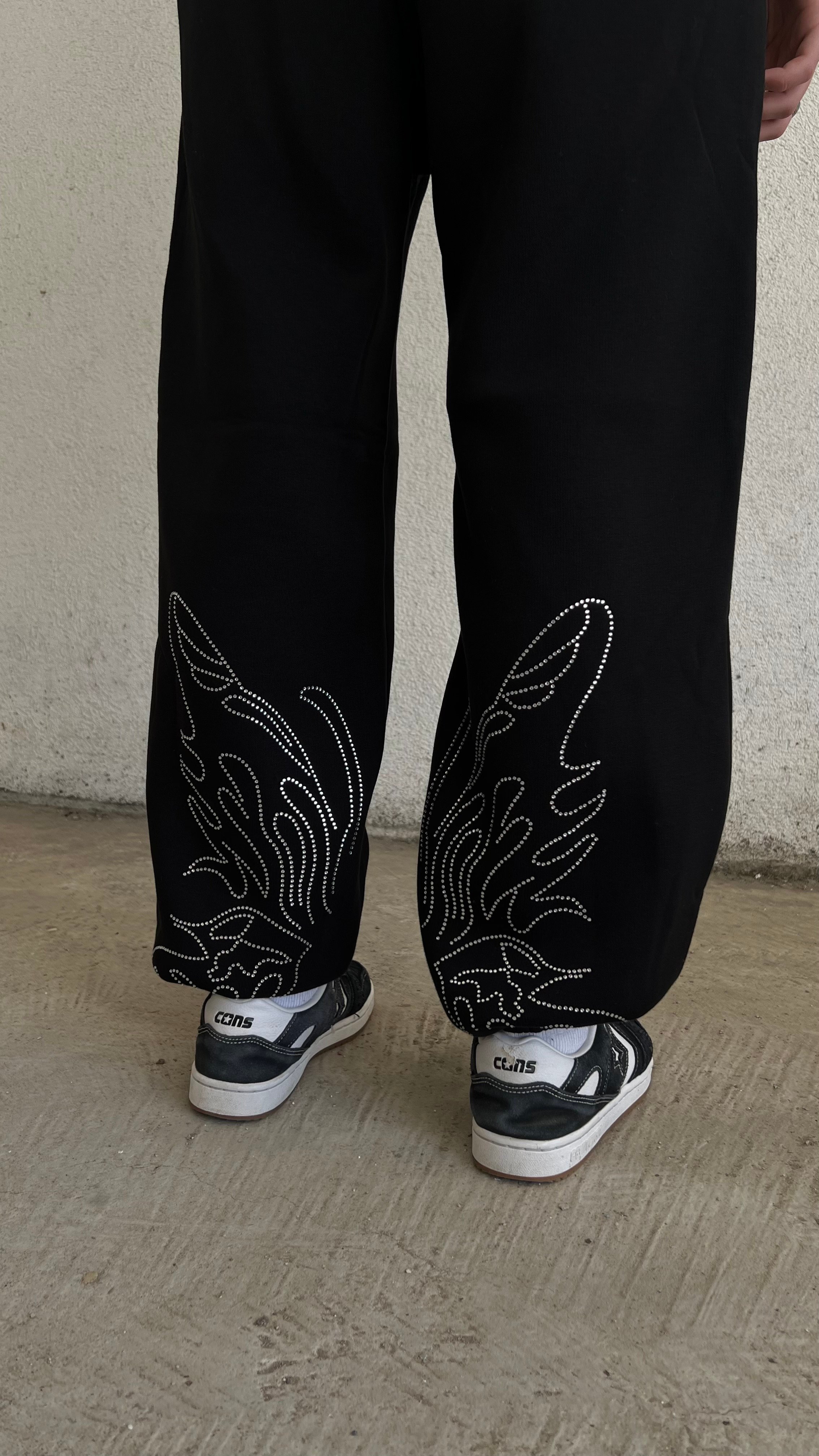 RW Black Rhinestones Baggy Jogger