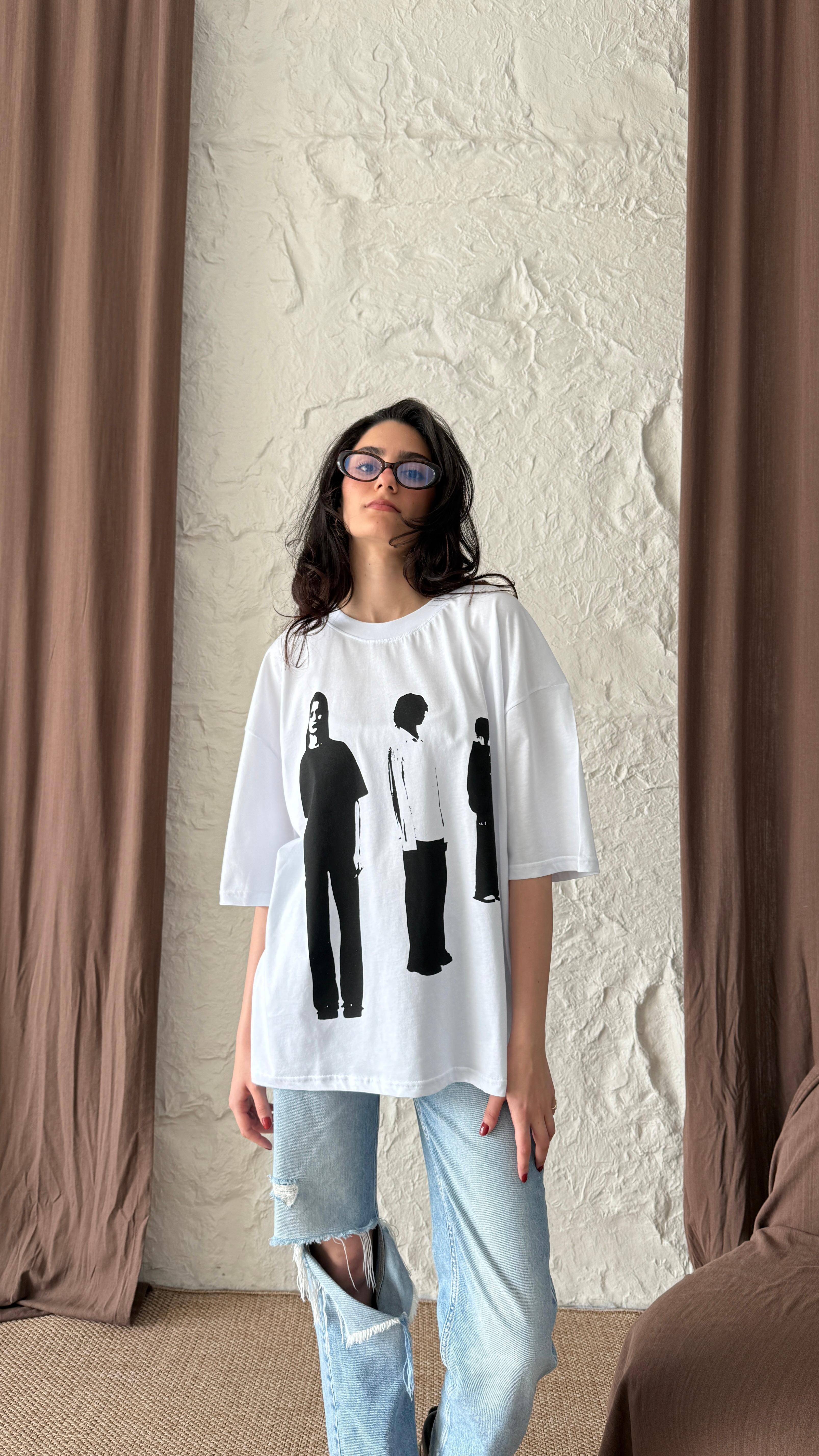 White İnferno Oversize Tişört 