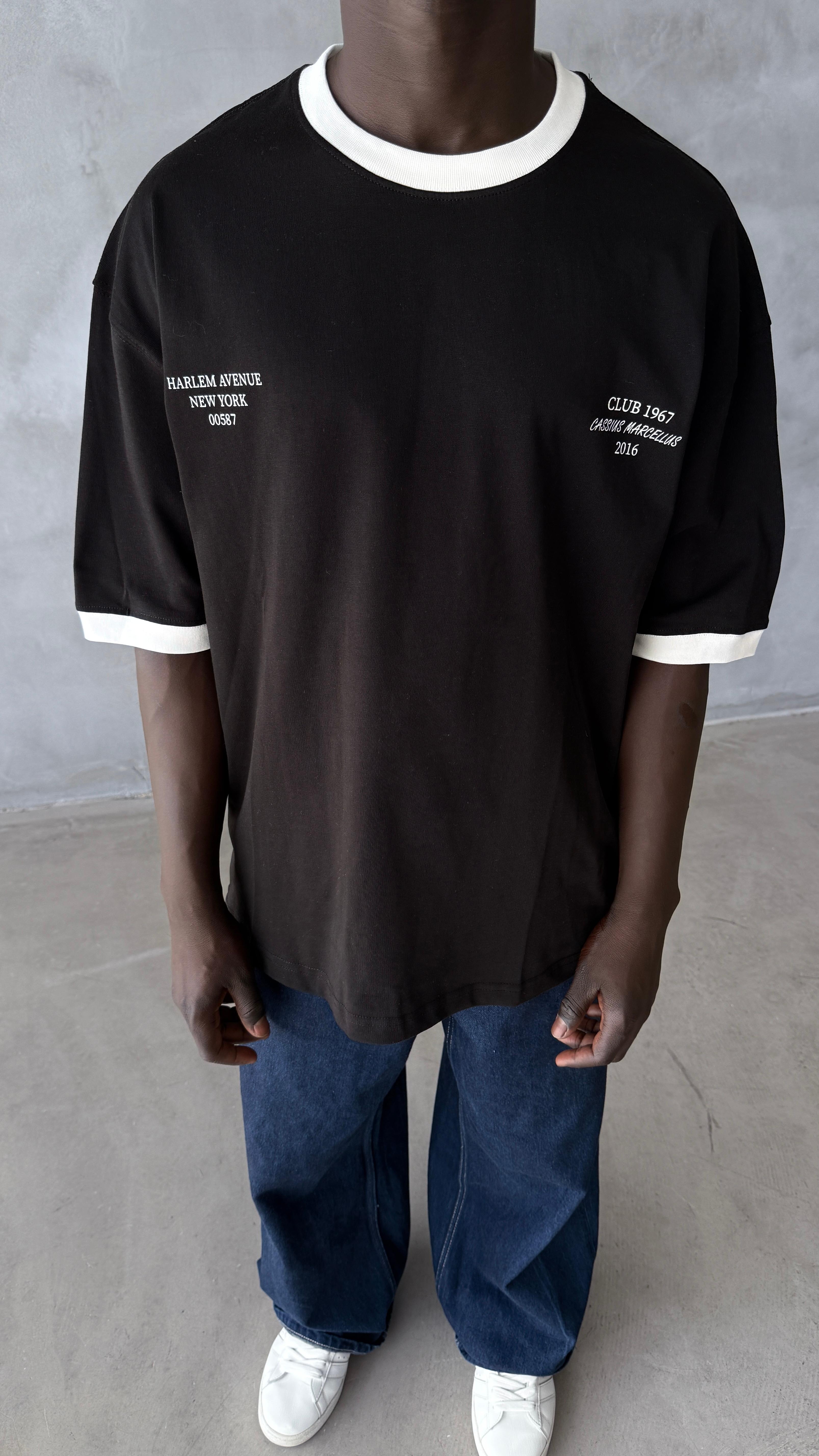 Siyah Harlem Oversize Tişört 