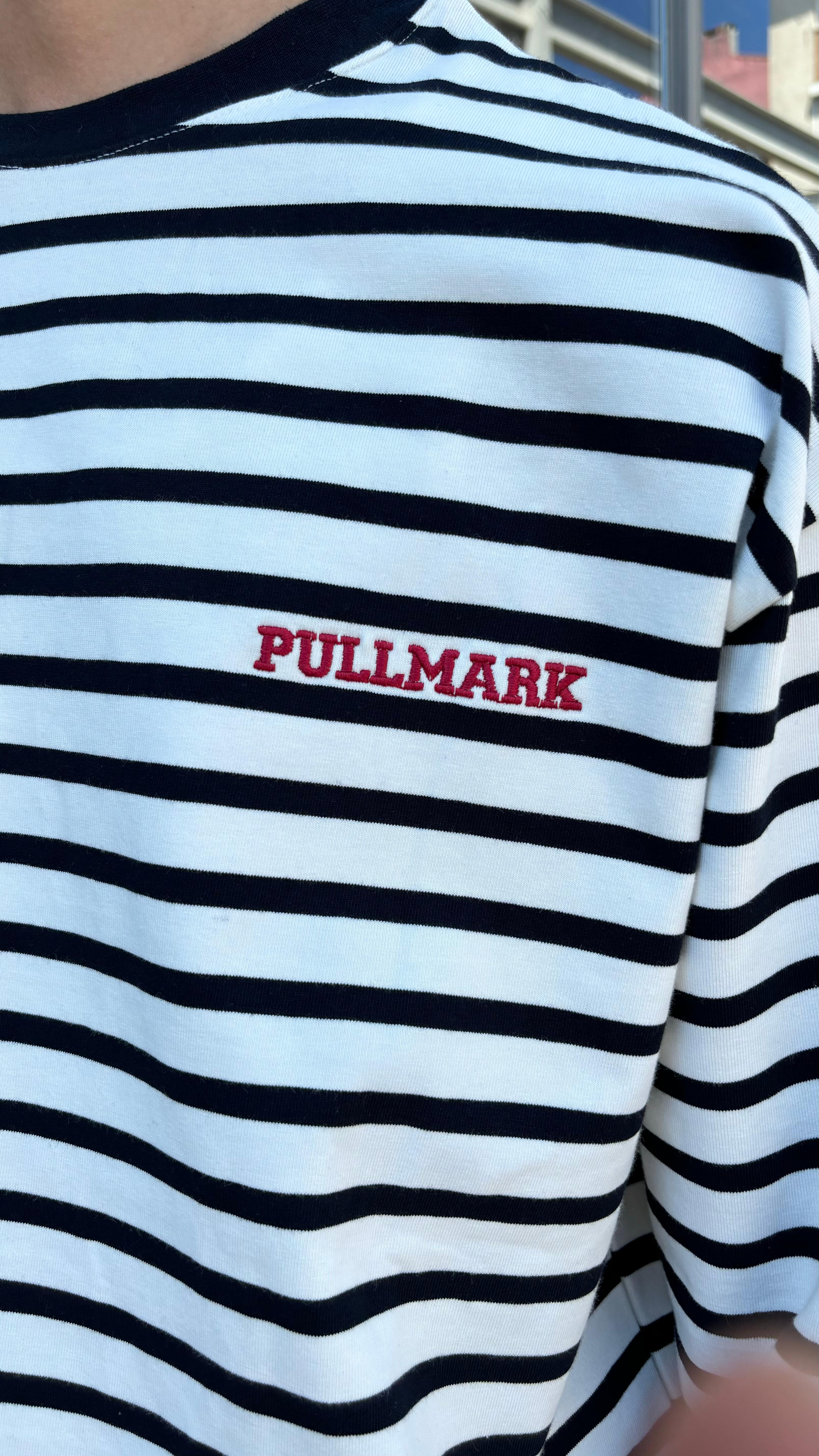 Pullmark Nakış İşlemeli Long Sleeve Oversize Çizgili Sweatshirt 