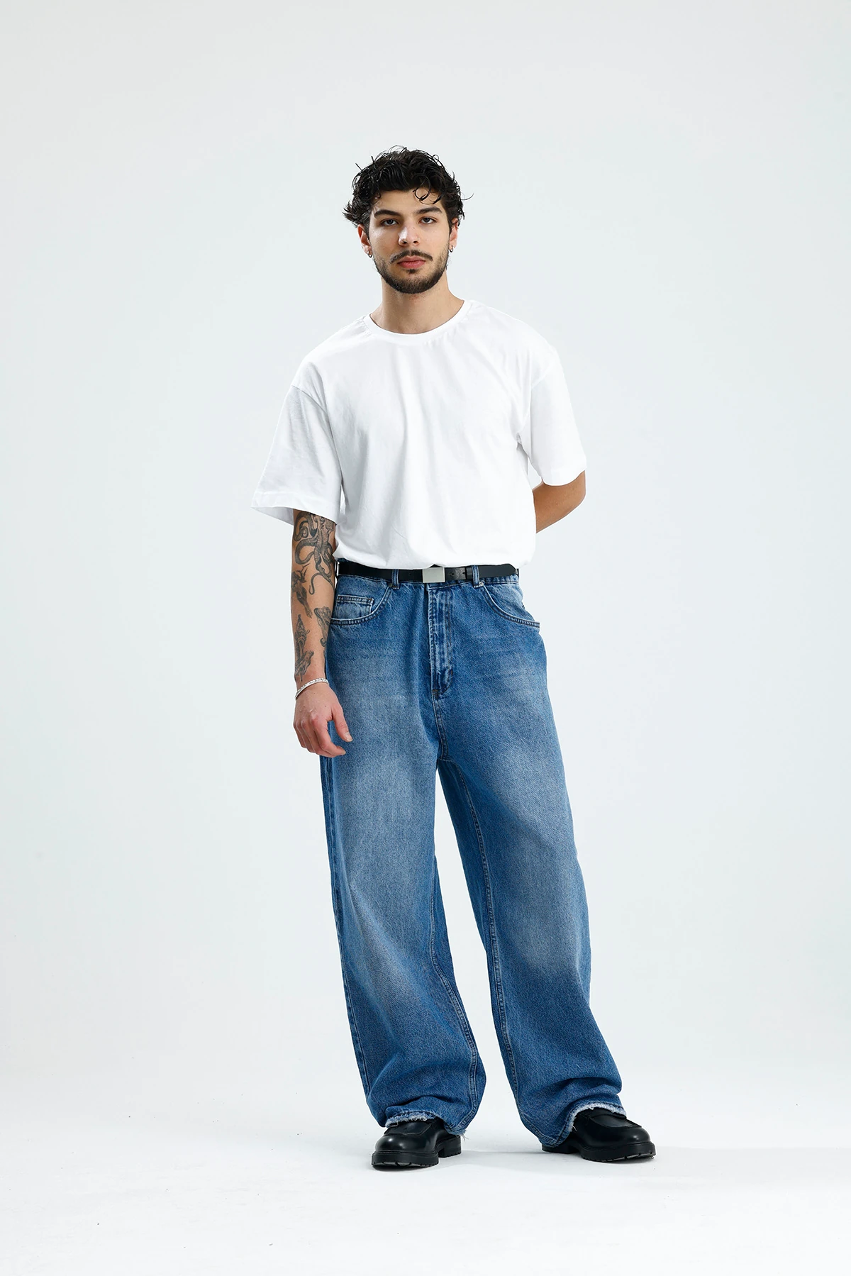 Mavi Yıkamalı Premium Baggy Jean 