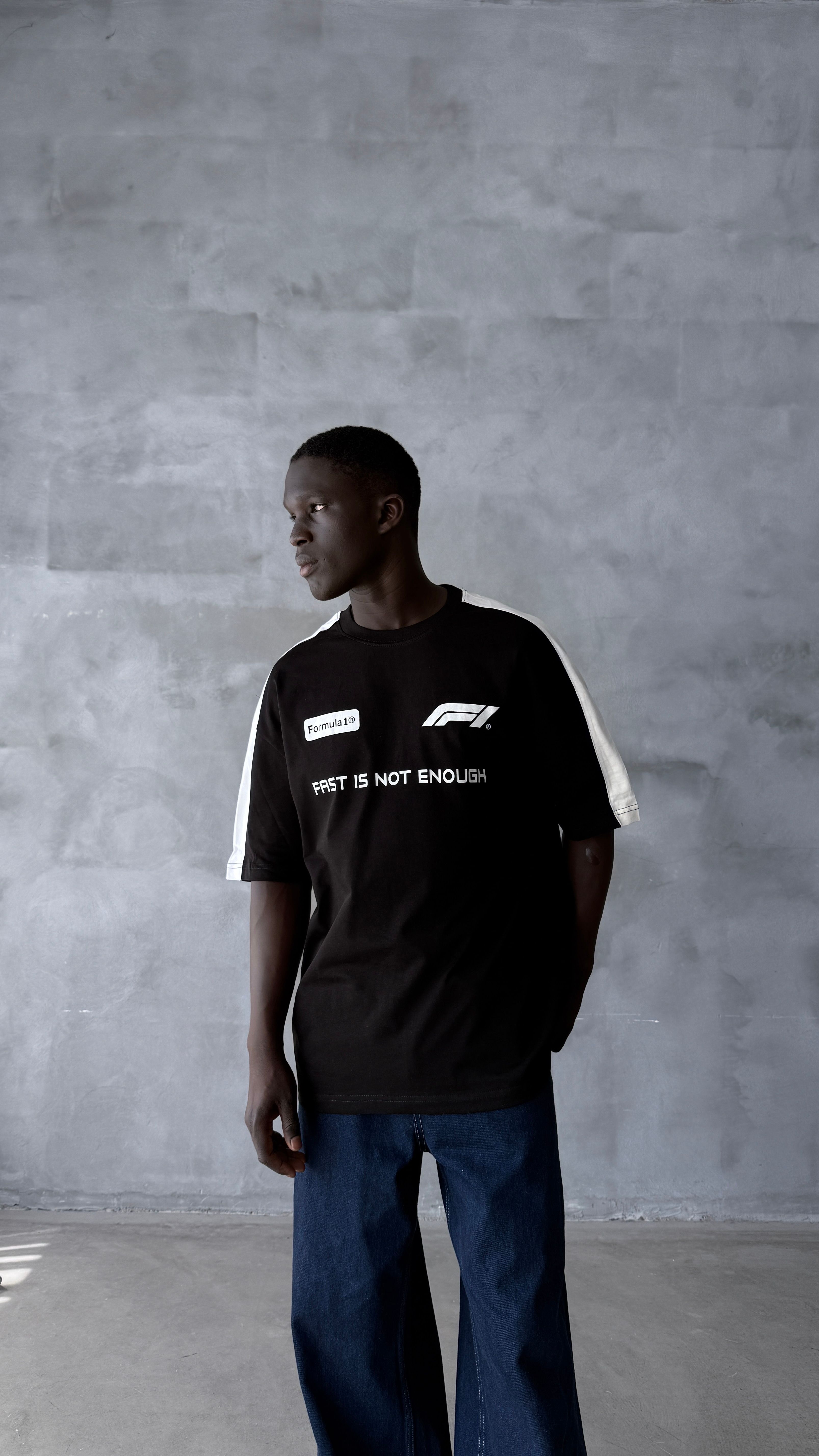 Siyah Formula 1 Oversize Tişört 