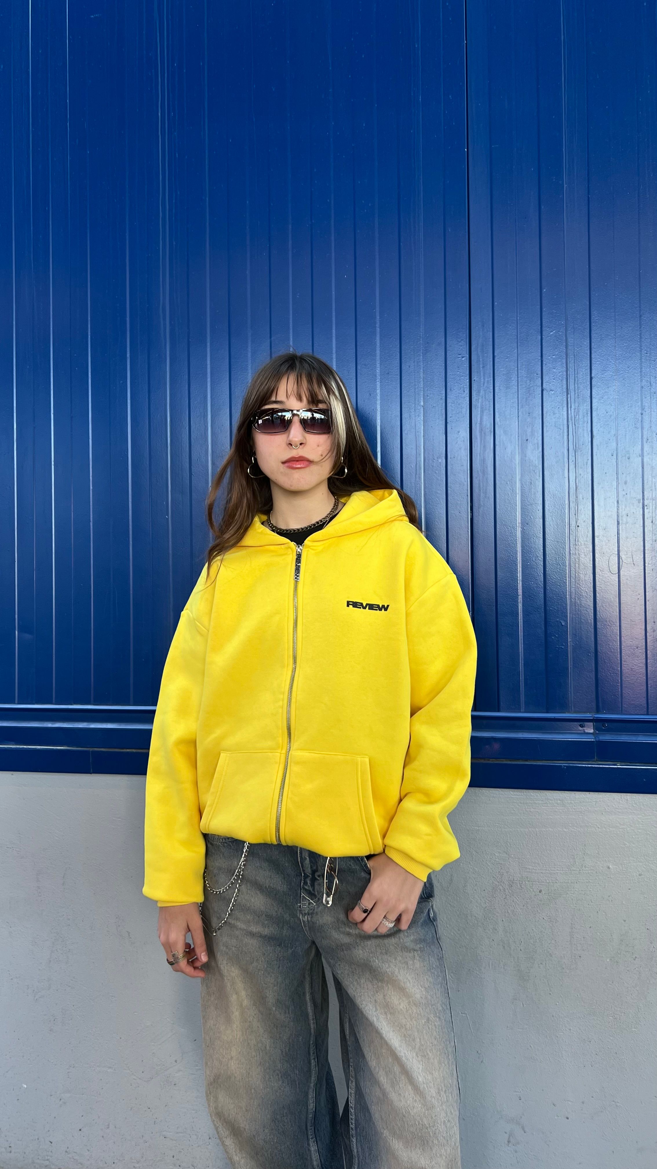 RW Yellow Basic Oversize Zipper Hoodie 