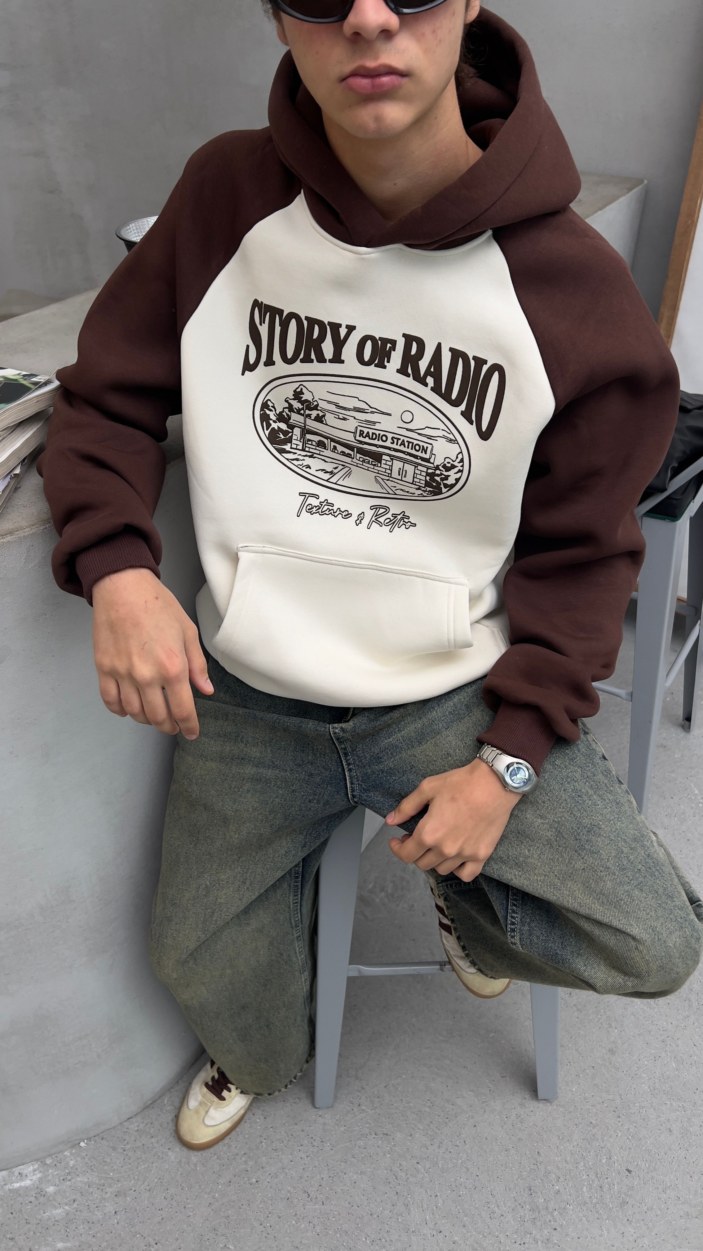 Brown Story Of Radio Oversize Hoodie 