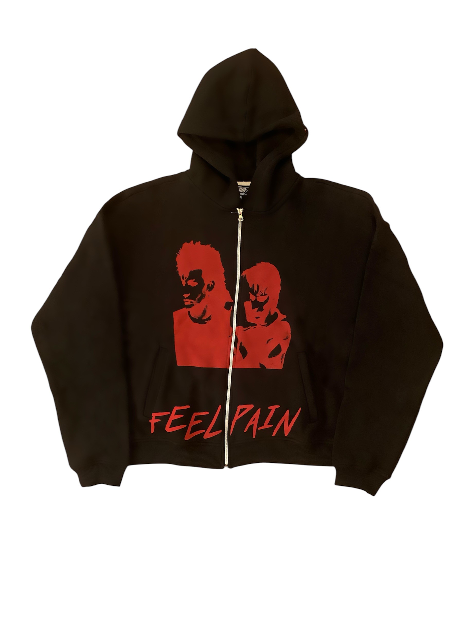 Feel Pain Siyah Oversize Zipper Hoodie 