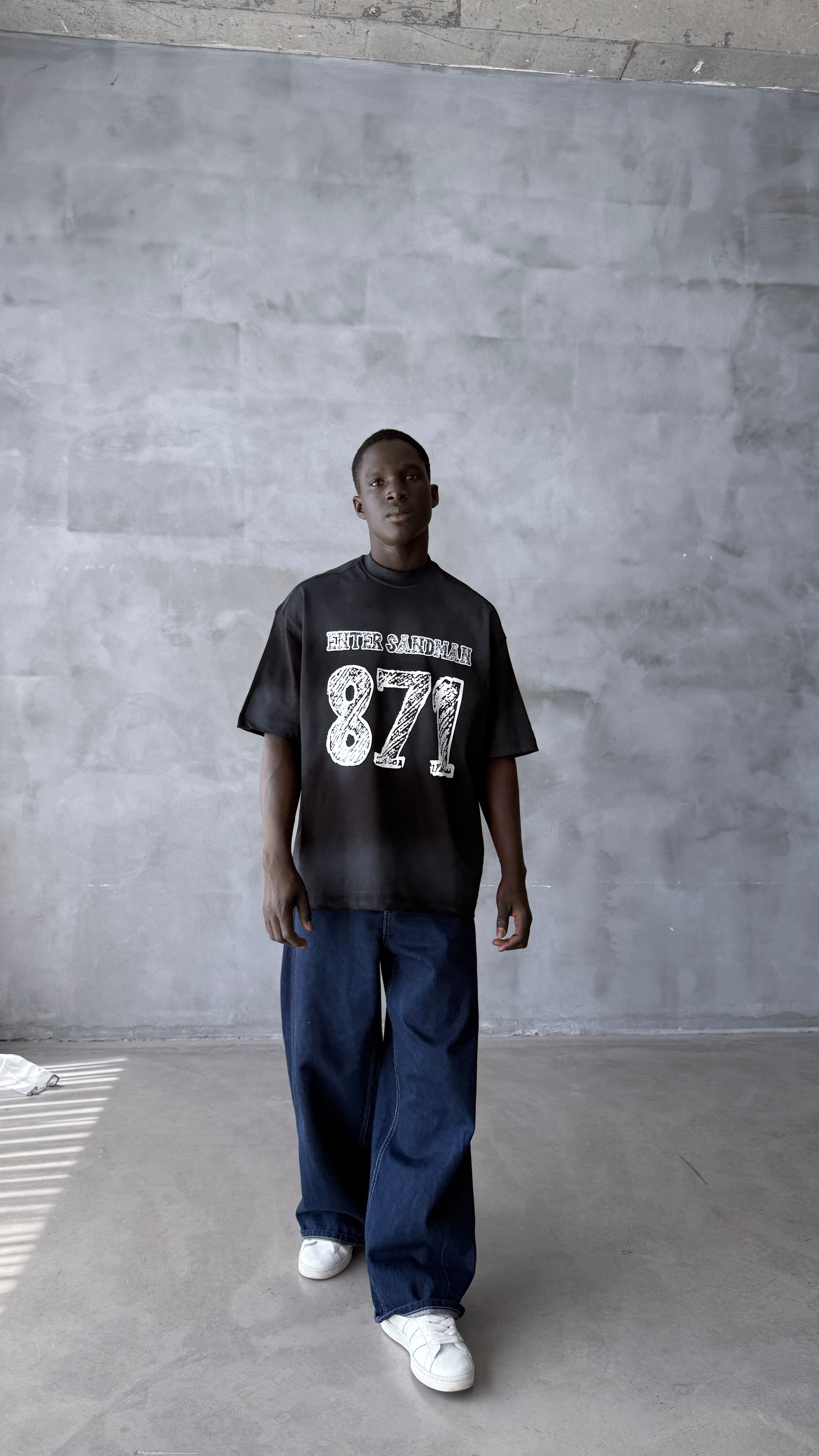 Siyah Yıkamalı 871 Oversize Tişört 