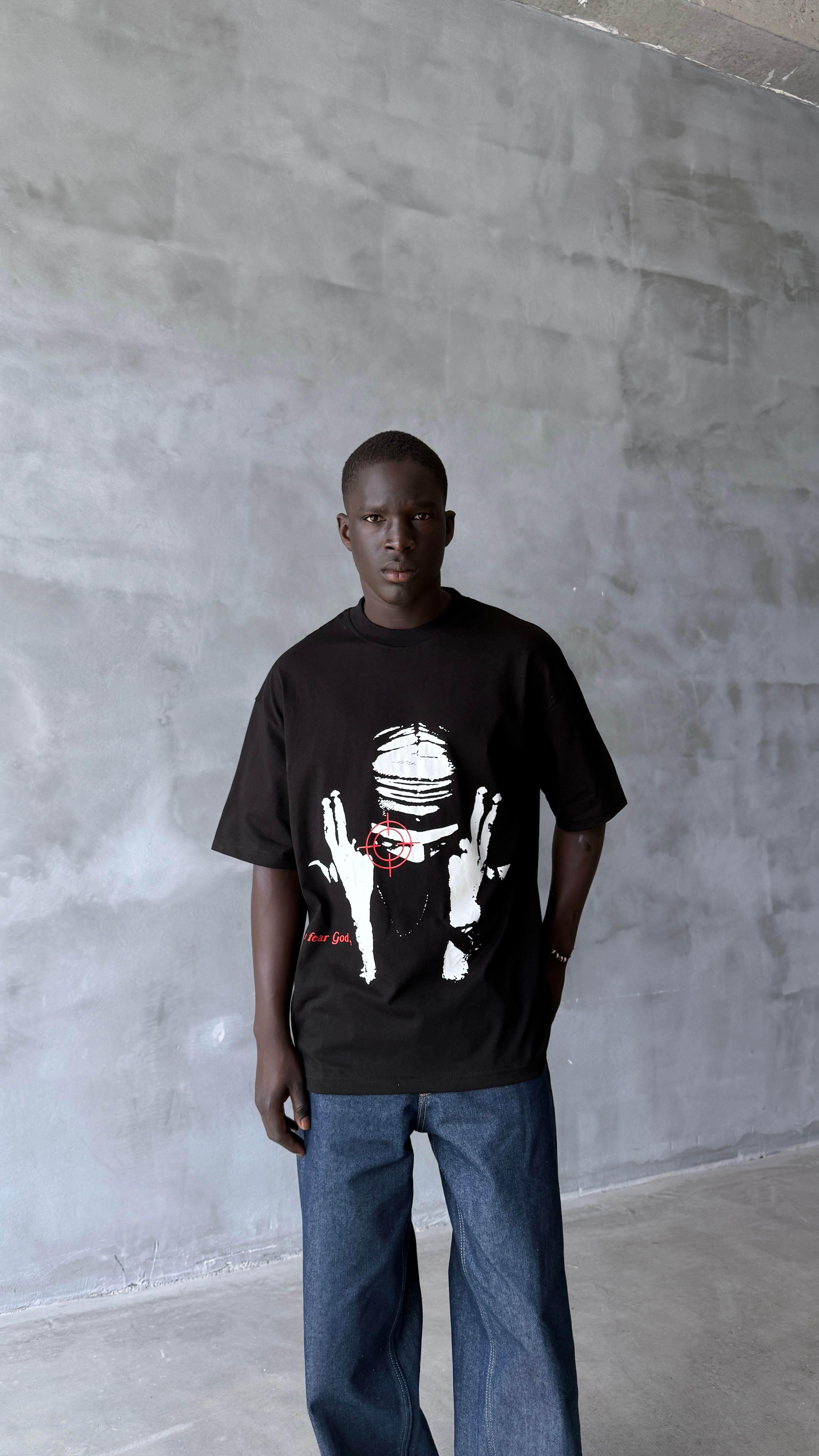 Siyah Fear God Boxy Fit Oversize Tişört 