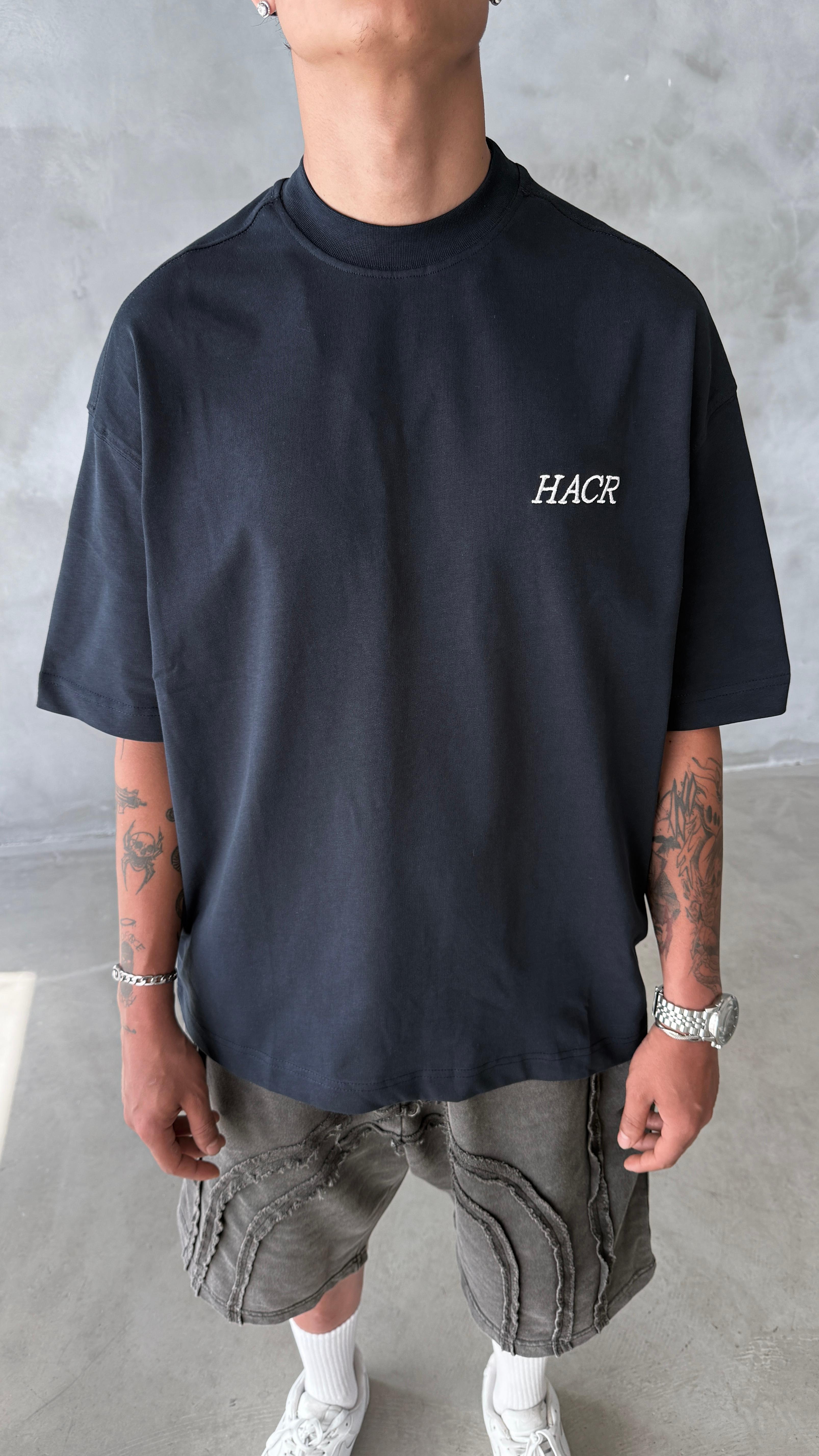 İndigo HACR Nakış Detay Premium Oversize Tişört 