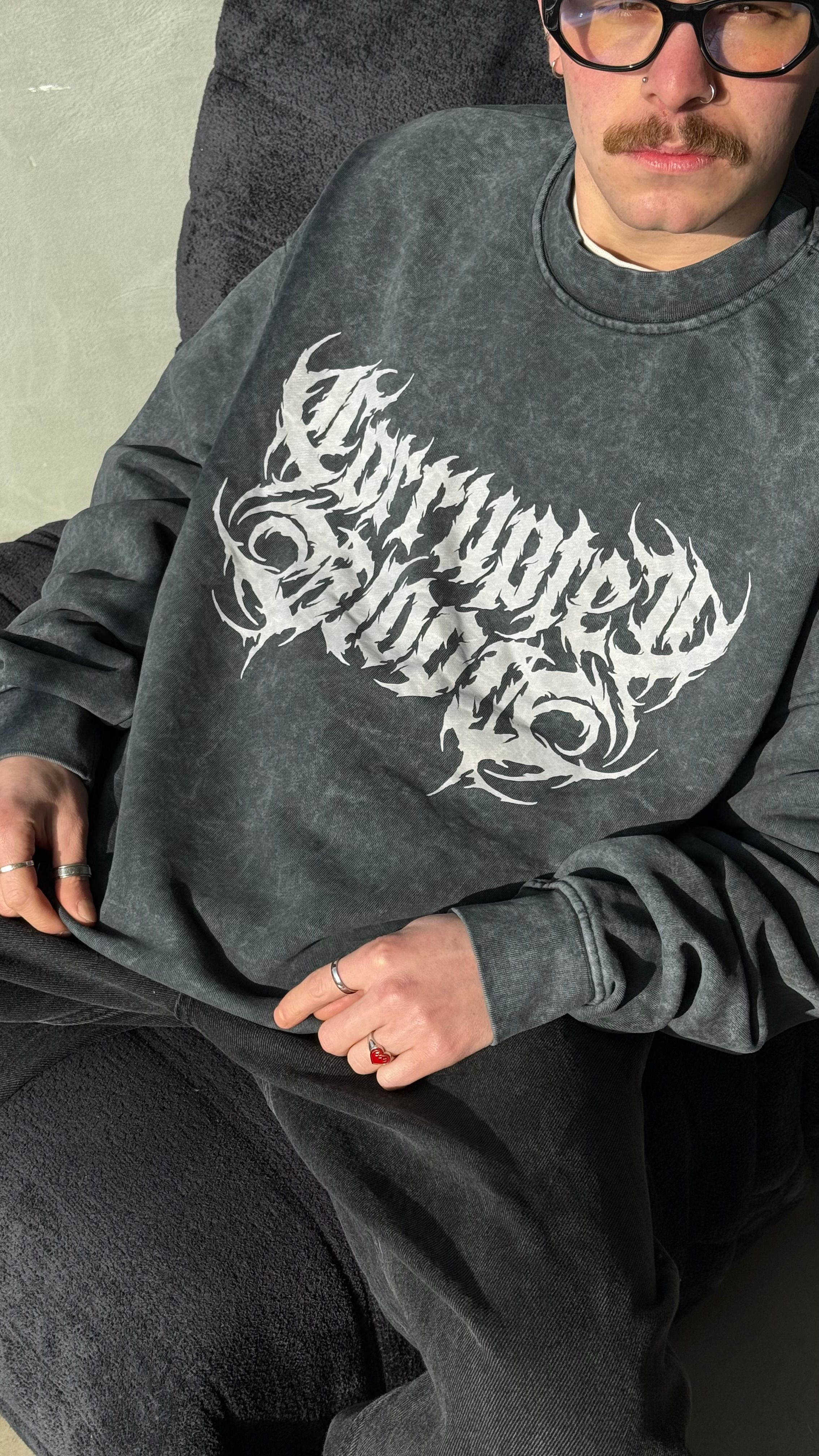 Blood Asit Yıkamalı Premium Oversize Sweatshirt 