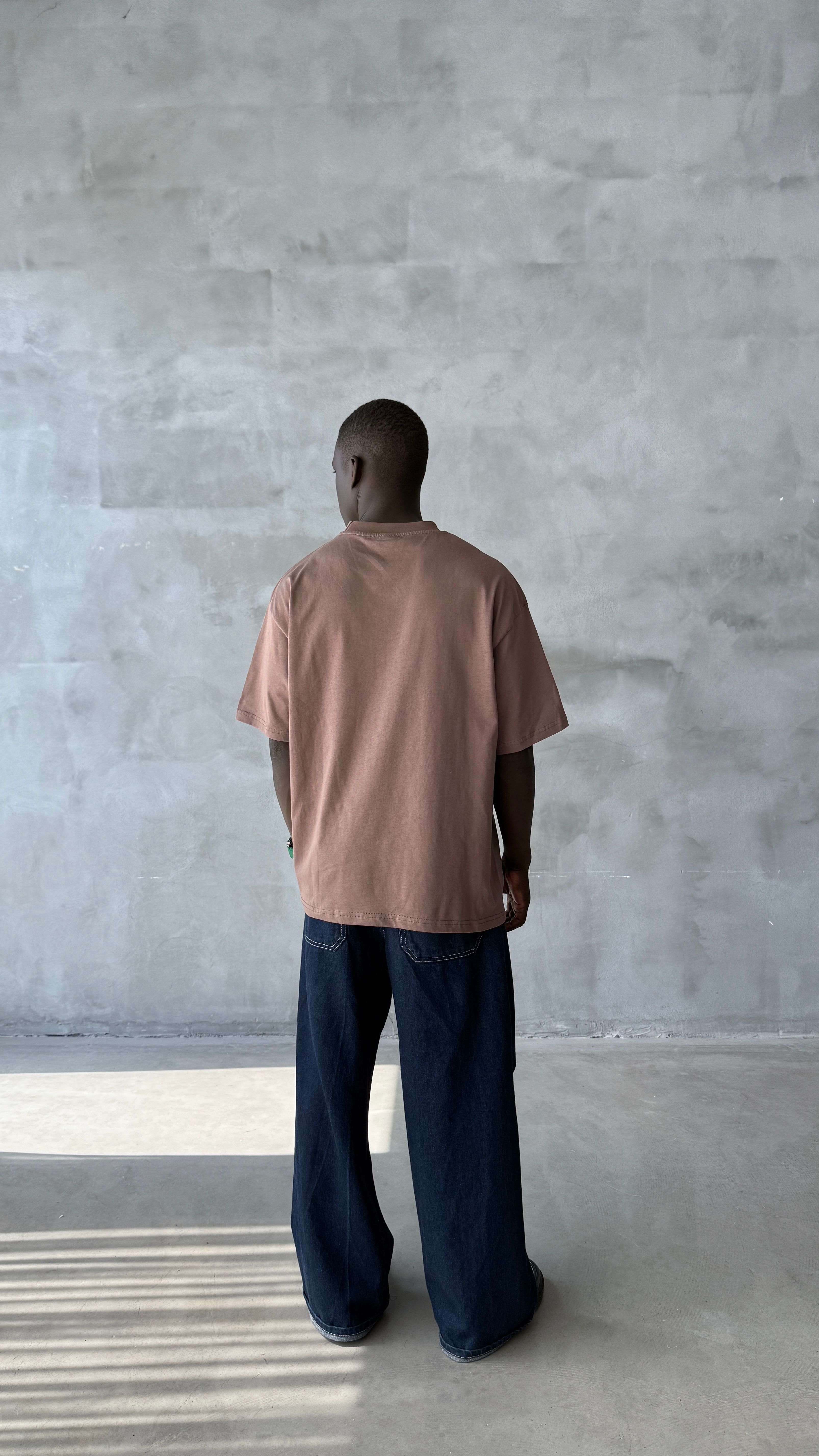 Kahve Arabic Nakış İşlemeli Oversize Tişört 