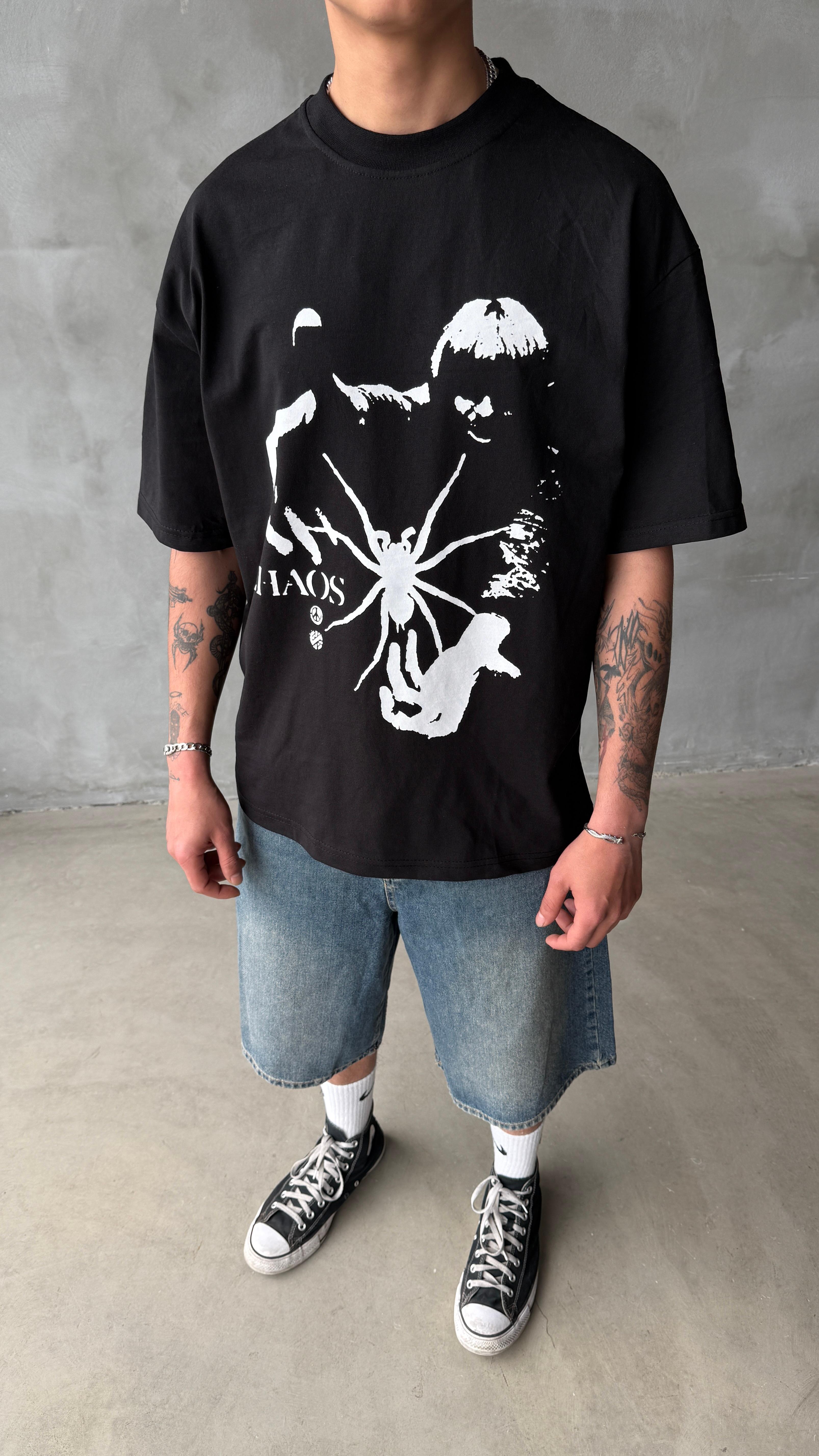 Chaos Siyah Oversize Tişört 