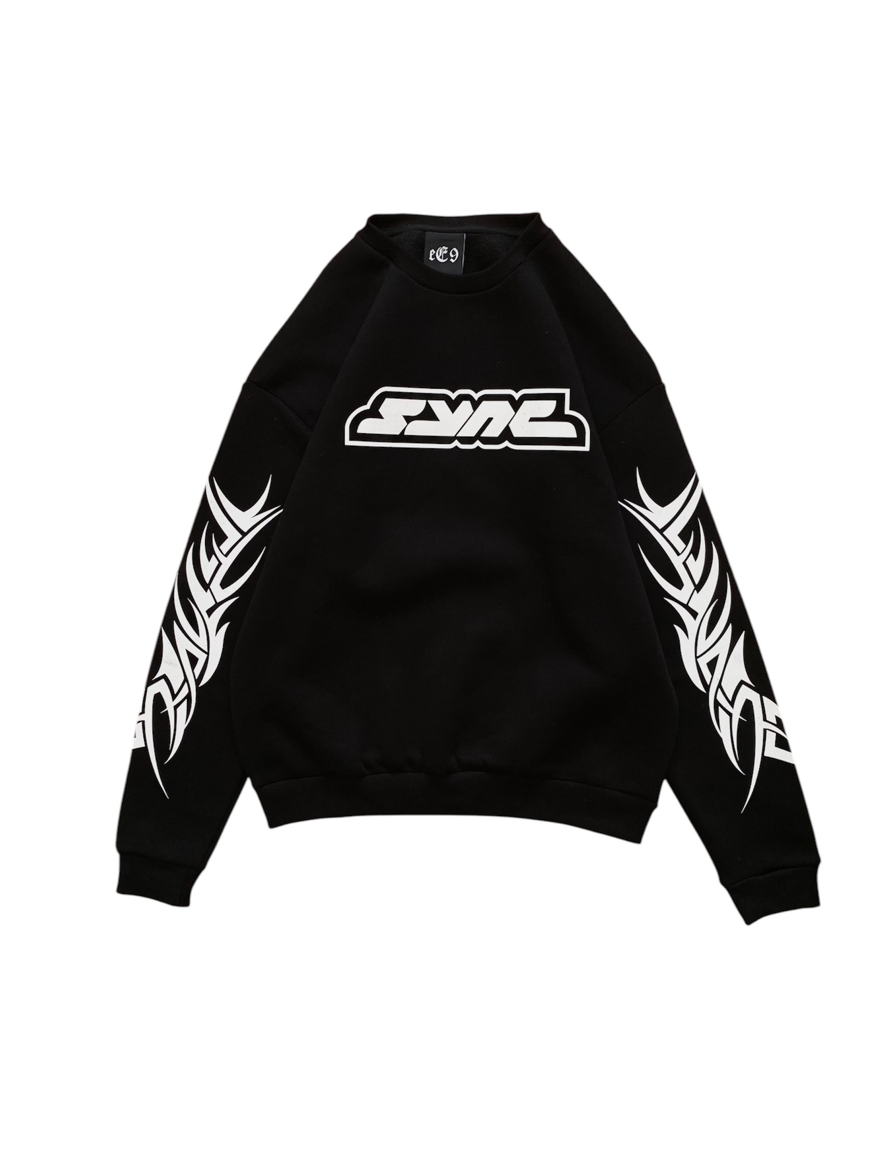 Sync Black Kabartma Baskı Oversize Sweatshirt 